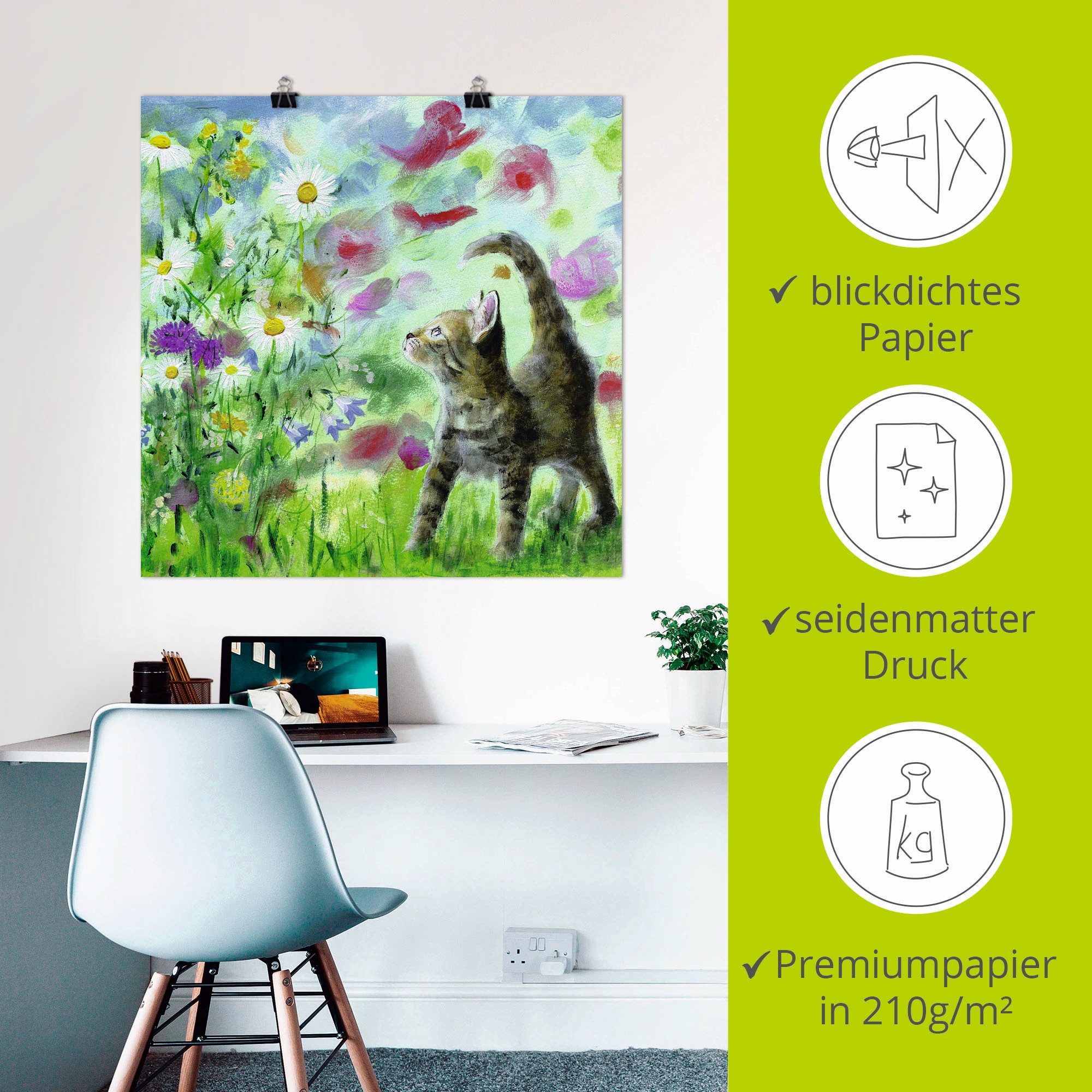 Artland »Sommerwiese mit Kätzchen« Haustiere 1 Stk. tlg. als Leinwandbild, Poster in verschied. Grössen
