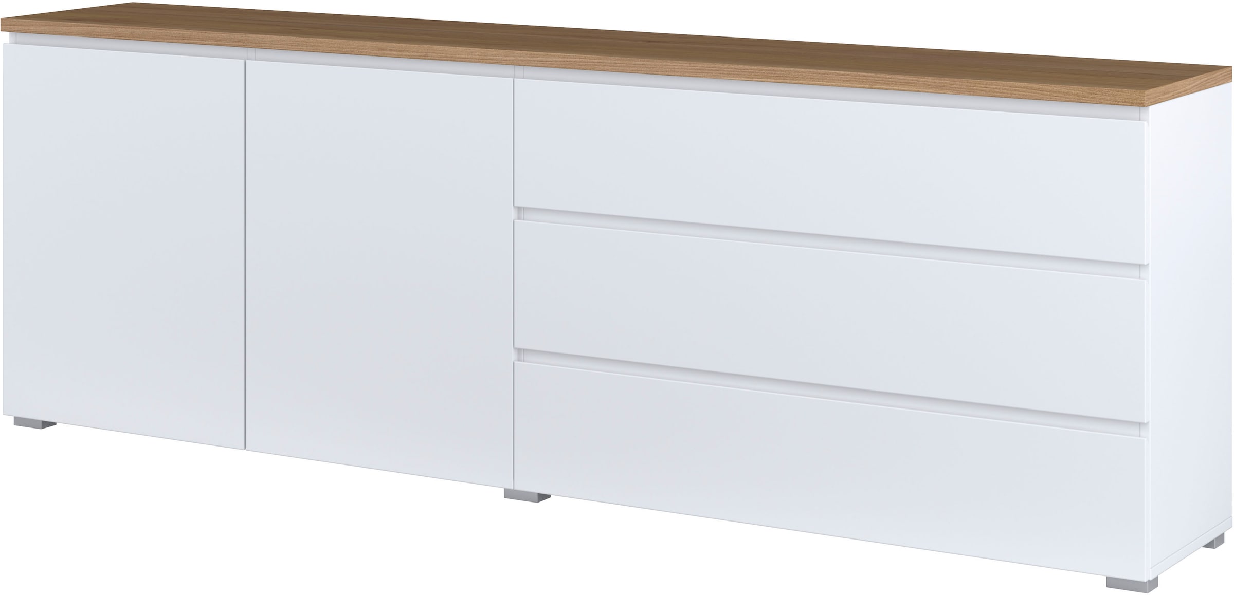INOSIGN Sideboard »Modo, Breite 200 cm, moderne grifflose Kommode 2Türen/3 SK« Schubladenkommode mit viel Stauraum, Einlegeböden verstellbar