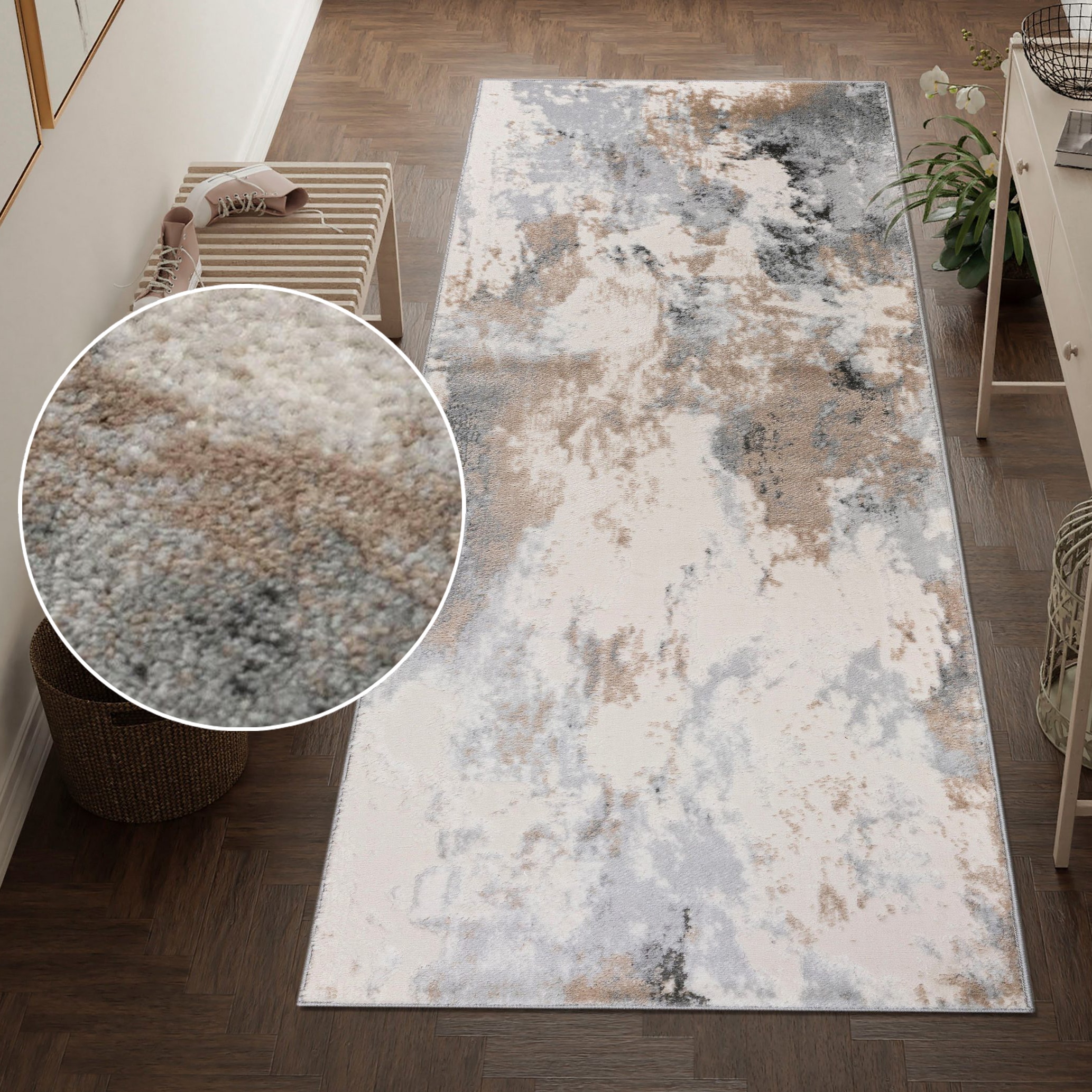 my home Chemin de table »Hamar« Rectangulaire 8 mm Höhe weiche Haptik, Marmor-Optik, modernes Design, Wohnzimmer