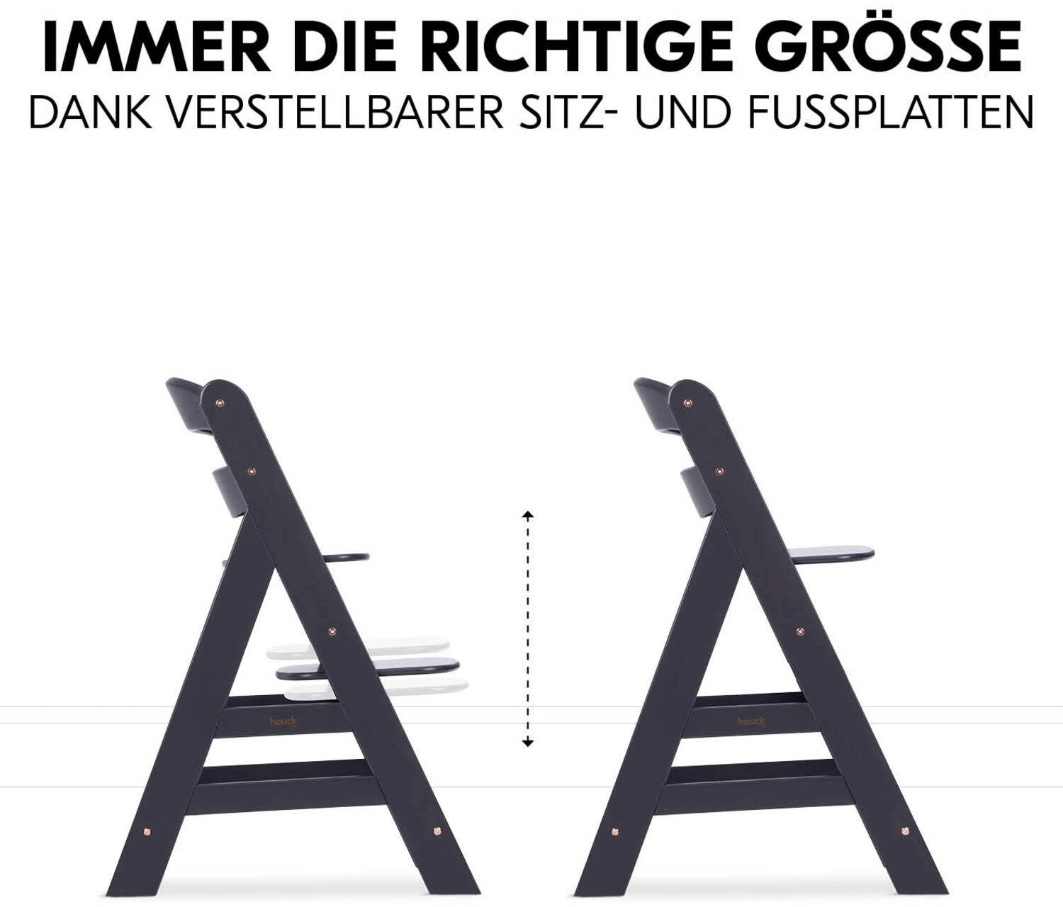 Hauck Chaise haute »Alpha Newborn Set Plus, Dark Grey« () mit Newborn Aufsatz