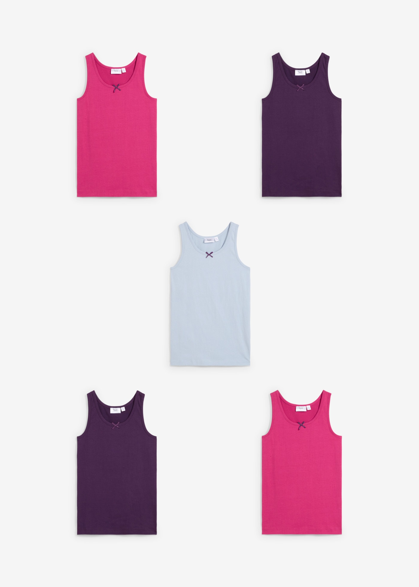 bonprix Sous-chemise Paquet,  im 5er Pack, aus Baumwolle und Elasthan, bequeme Passform, ärmellos