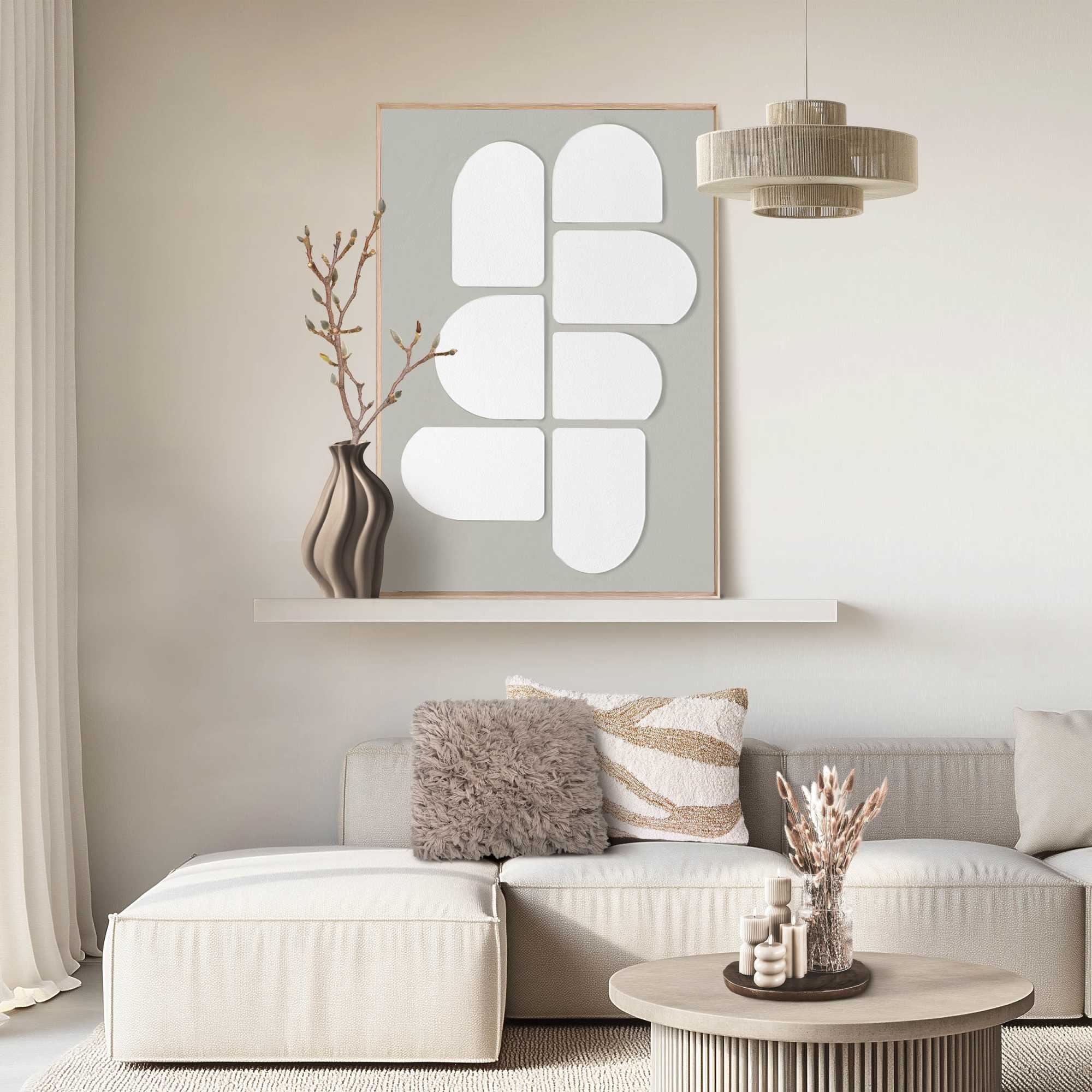 Reinders! Wandbild »Abstract lichtgrijs met wit« Home Office - Weiss - MDF - Abstrakt - 70x100 cm