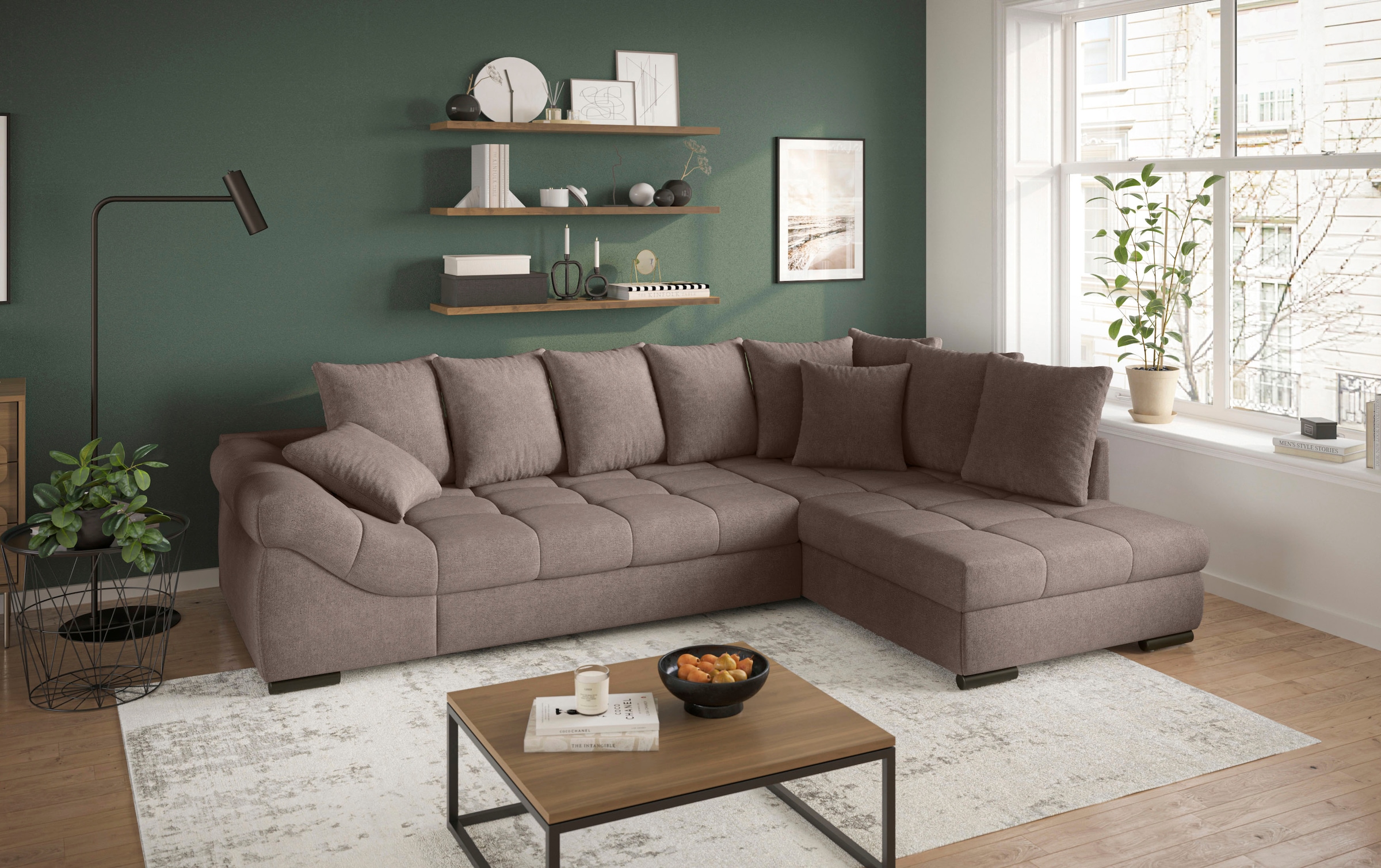 Mr. Couch Canapé d'angle »Pietro, L-Form, mit Bett, wahlweise mit Kaltschaum« mit Kaltschaum und Bett