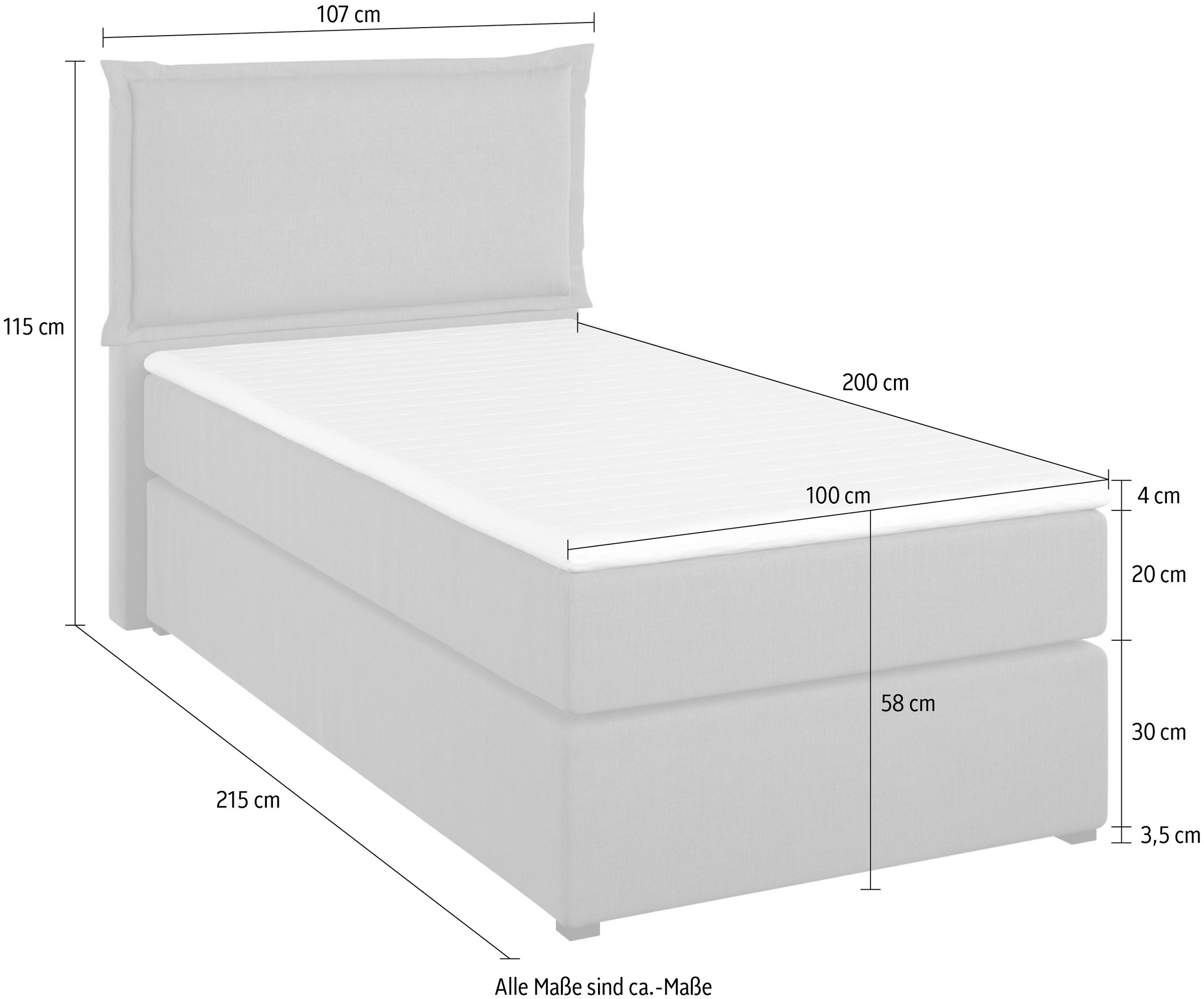 Home affaire Boxspringbett »Lysann« 5fach verstellbares Kopfteil, in 4 Breiten, 3 Matratzenarten
