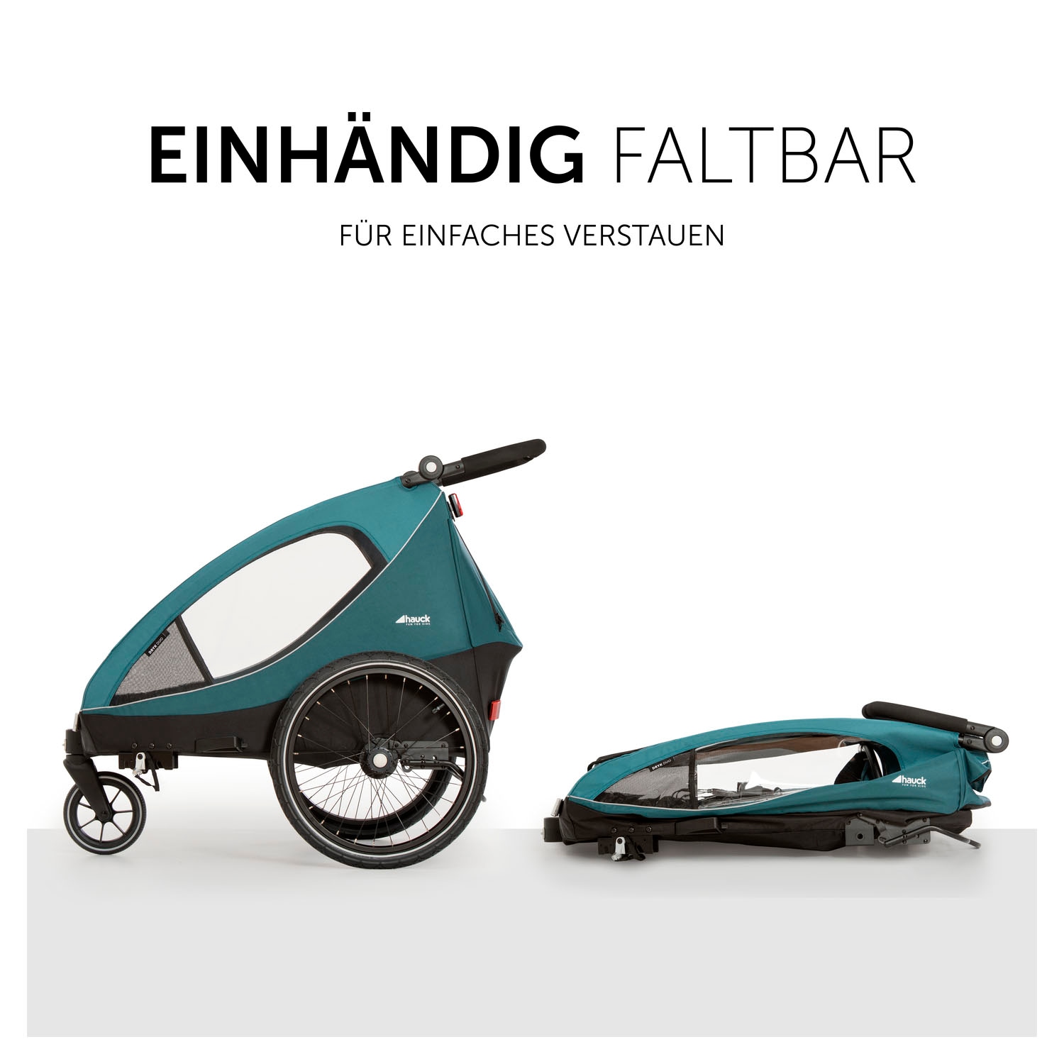Hauck Fahrradkinderanhänger »Dryk Duo, Ocean Green« für 2 Kinder; inkl. Buggy-Rad
