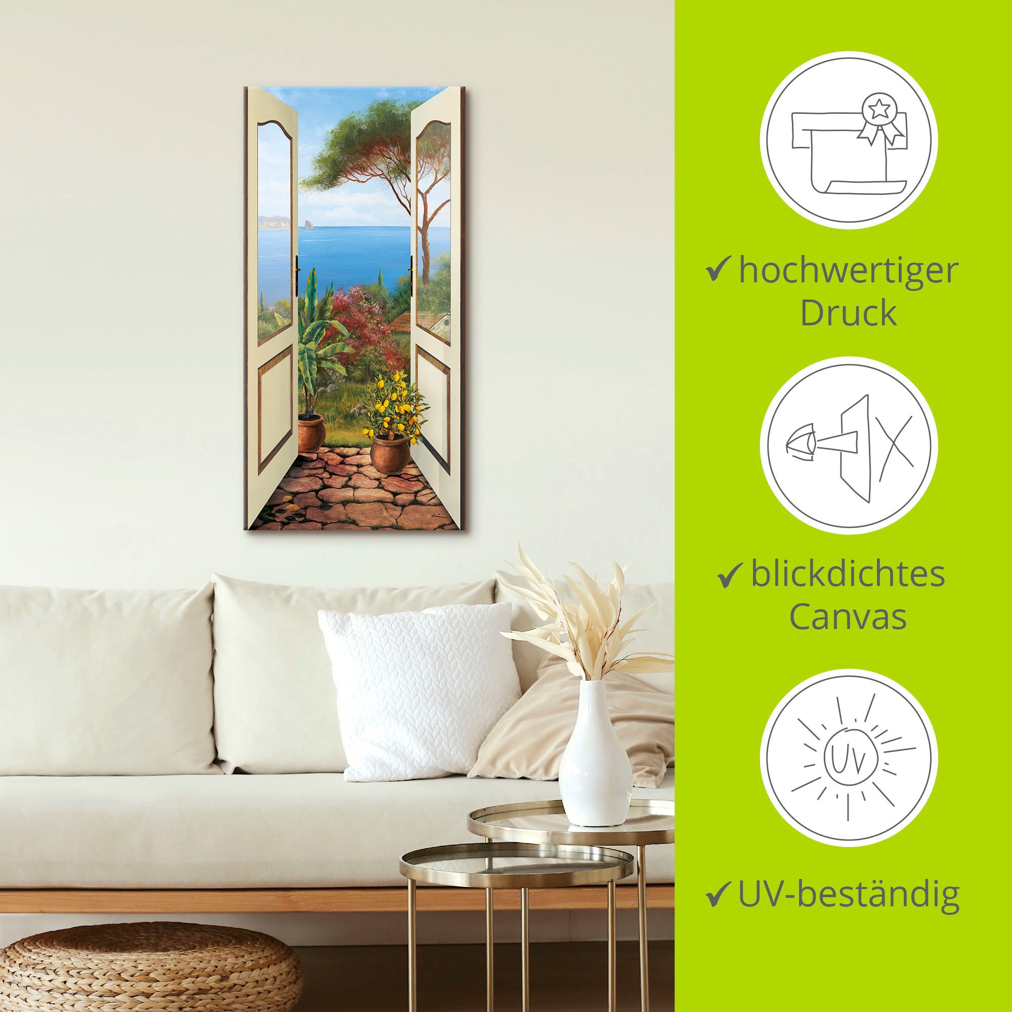 Artland Tableau sur toile »Veranda am Meer« 1 cuis tlg. auf Holzrahmen gespannt