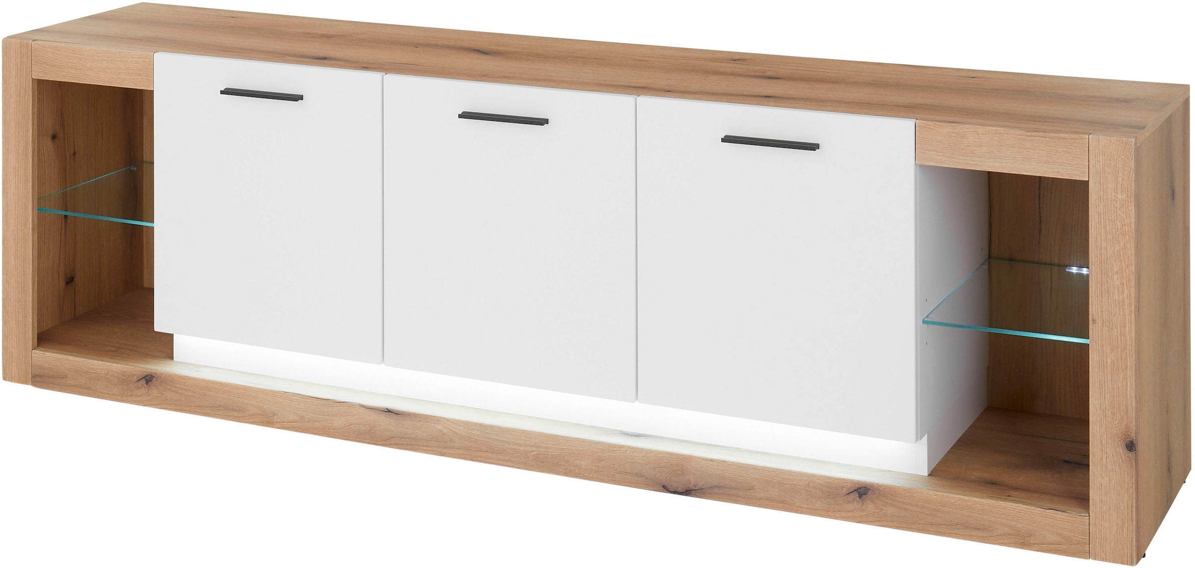 Home affaire Table basse »Brixen, moderner TV-Schrank, Kommode in Eiche Evoke Dekor mit Weiss« Metallgriffe, ausreichend Stauraum, vielseitig einsetzbar