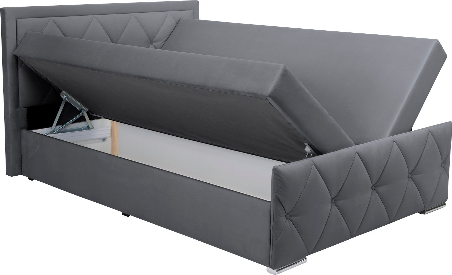 Leonique Lit de boxe »Alfie, Topseller! Inkl. Bettkasten&Topper« Wahlweise mit Knopfsteppung oder Strasssteinen, H2, H3 und H4 wählbar