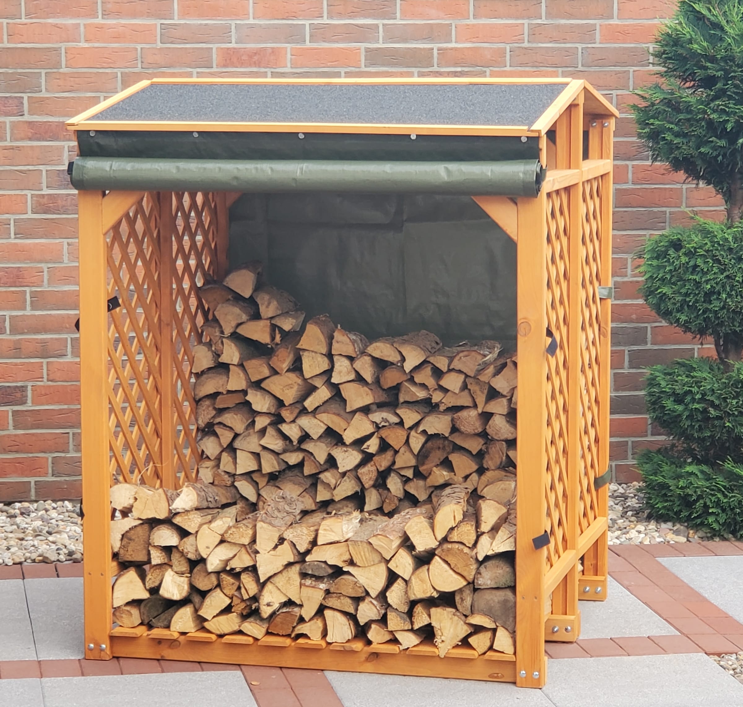 promadino Étagère pour bois de cheminée avec protection contre les intempéries
