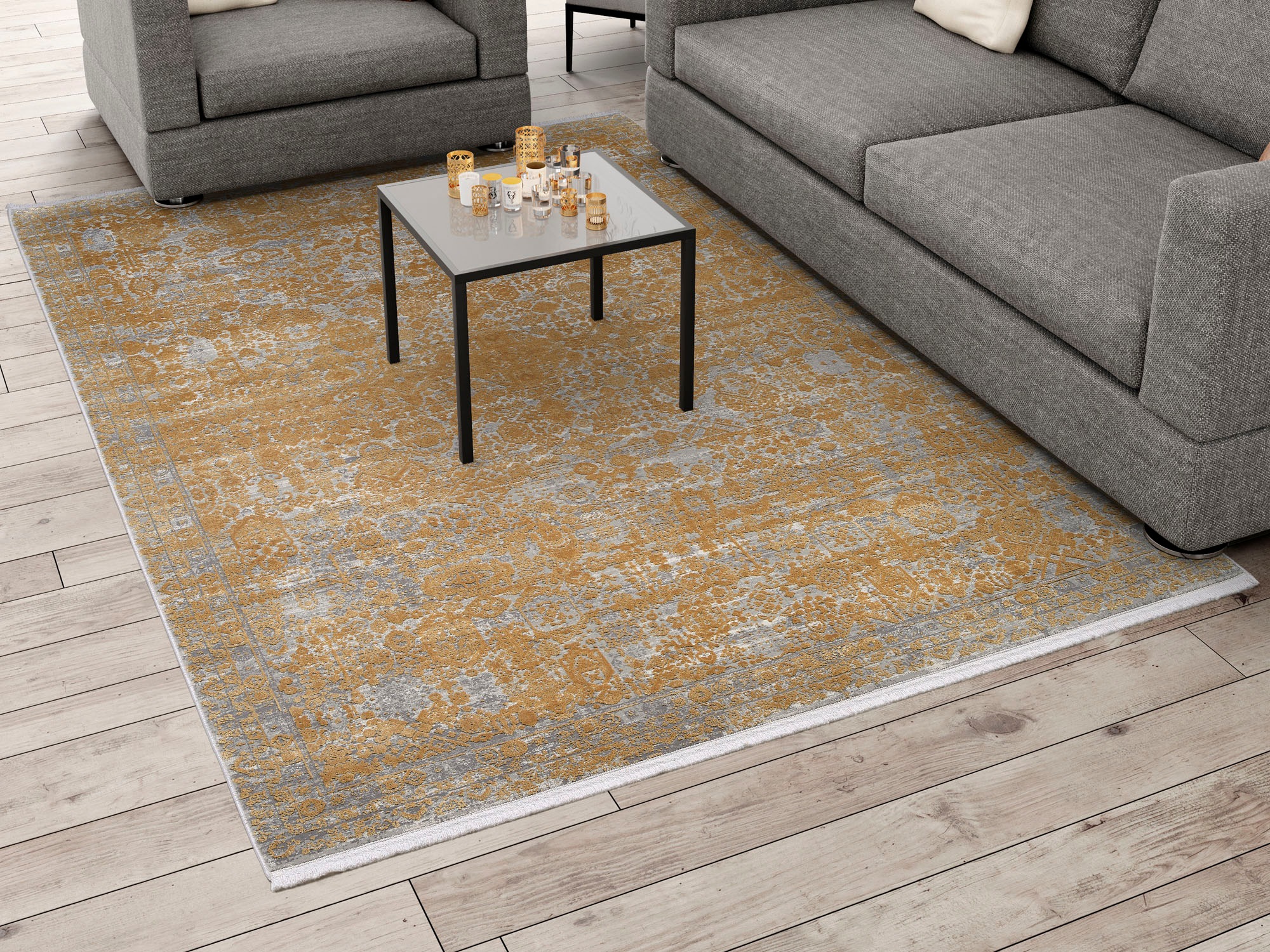 OCI DIE TEPPICHMARKE Teppich »COLOUR TADI« rechteckig 8 mm Höhe Glanz Viskose, mit Fransen, Hoch Tief Struktur, Vintage, Wohnzimmer