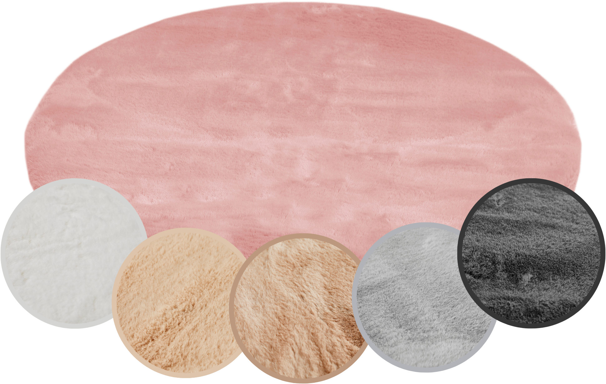 GOODproduct Hochflor-Teppich »Lugano« rund 30 mm Höhe Kunstfell, Uni Farben, sehr weich & kuschelig