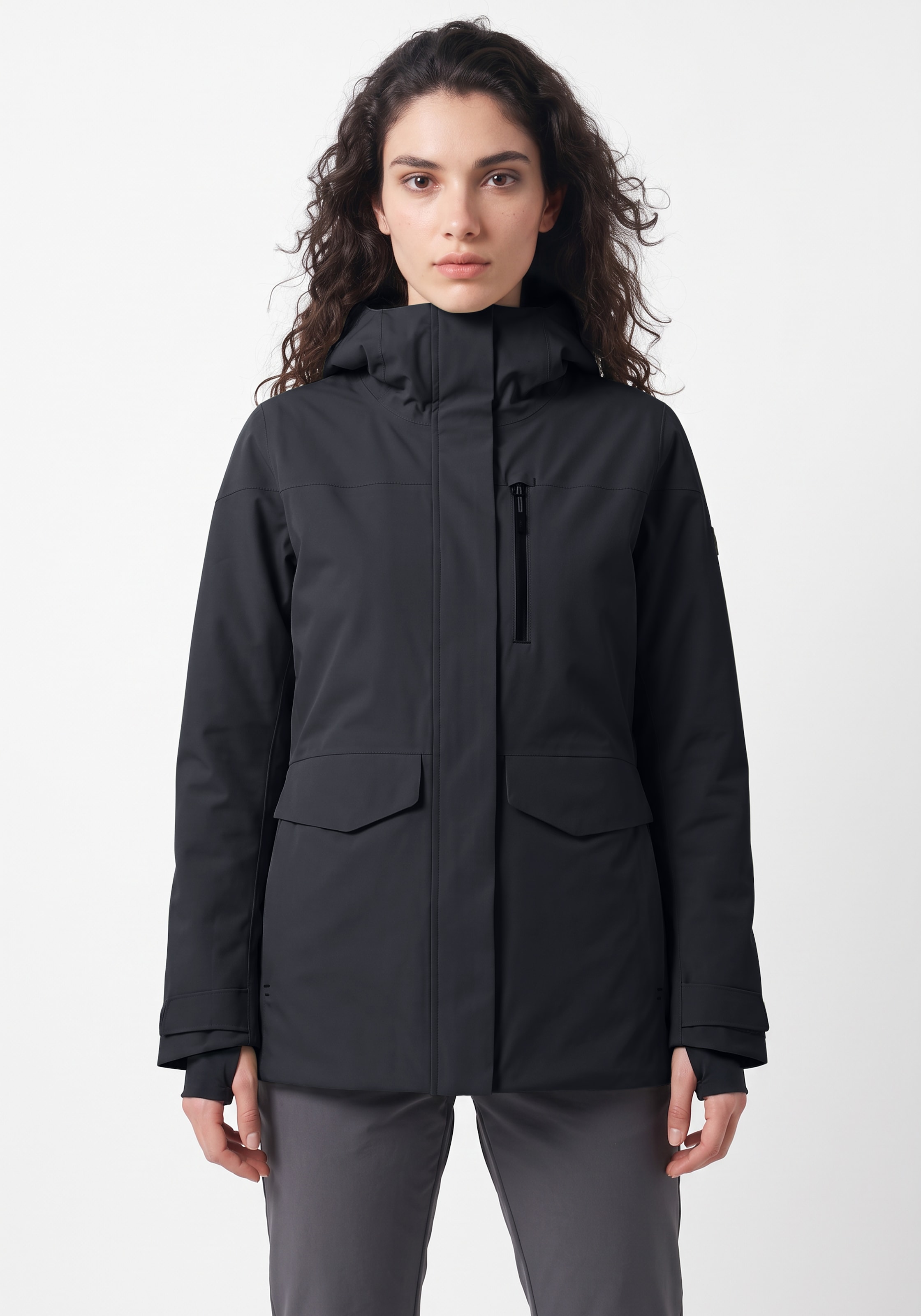 CMP Parka fonctionnelle »WOMAN LONG JACKET FIX HOOD« avec capuche Coupe-vent, étanche, coutures thermocollées, rembourrage chauffant