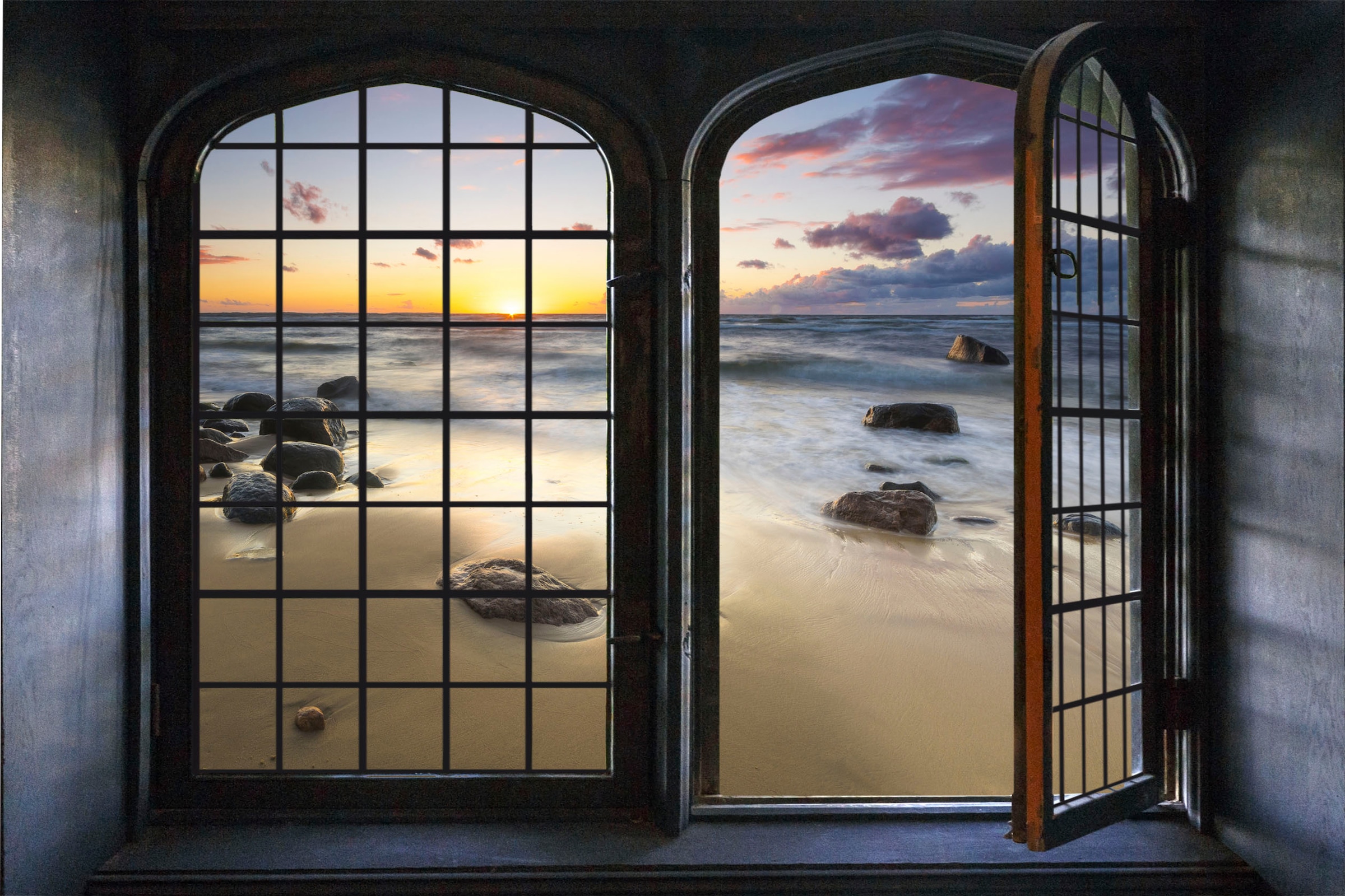 queence Wandsticker »Meer« Wandsticker, Wandbild, selbstklebend, 3D, Fenster