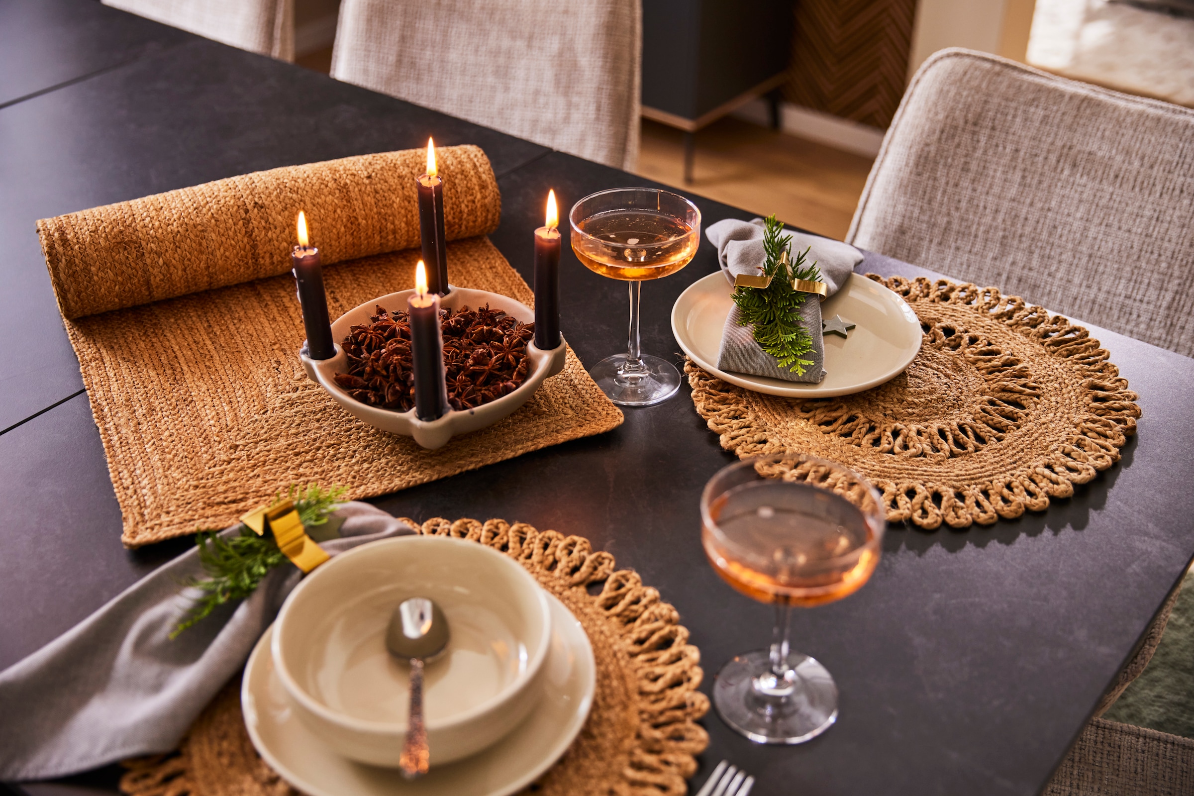 my home Set de table »Aimka« Handgefertigt, 35x35, rund