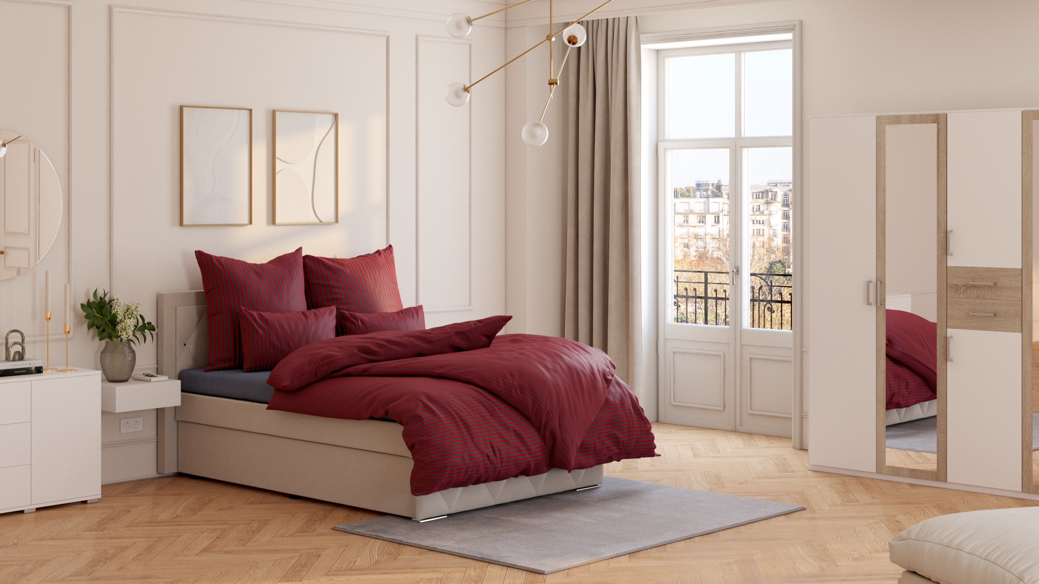 Bruno Banani Linge de lit »Jassen« 2 cuis tlg. moderne Bettwäsche aus Baumwolle, Bettwäsche mit Streifen-Design