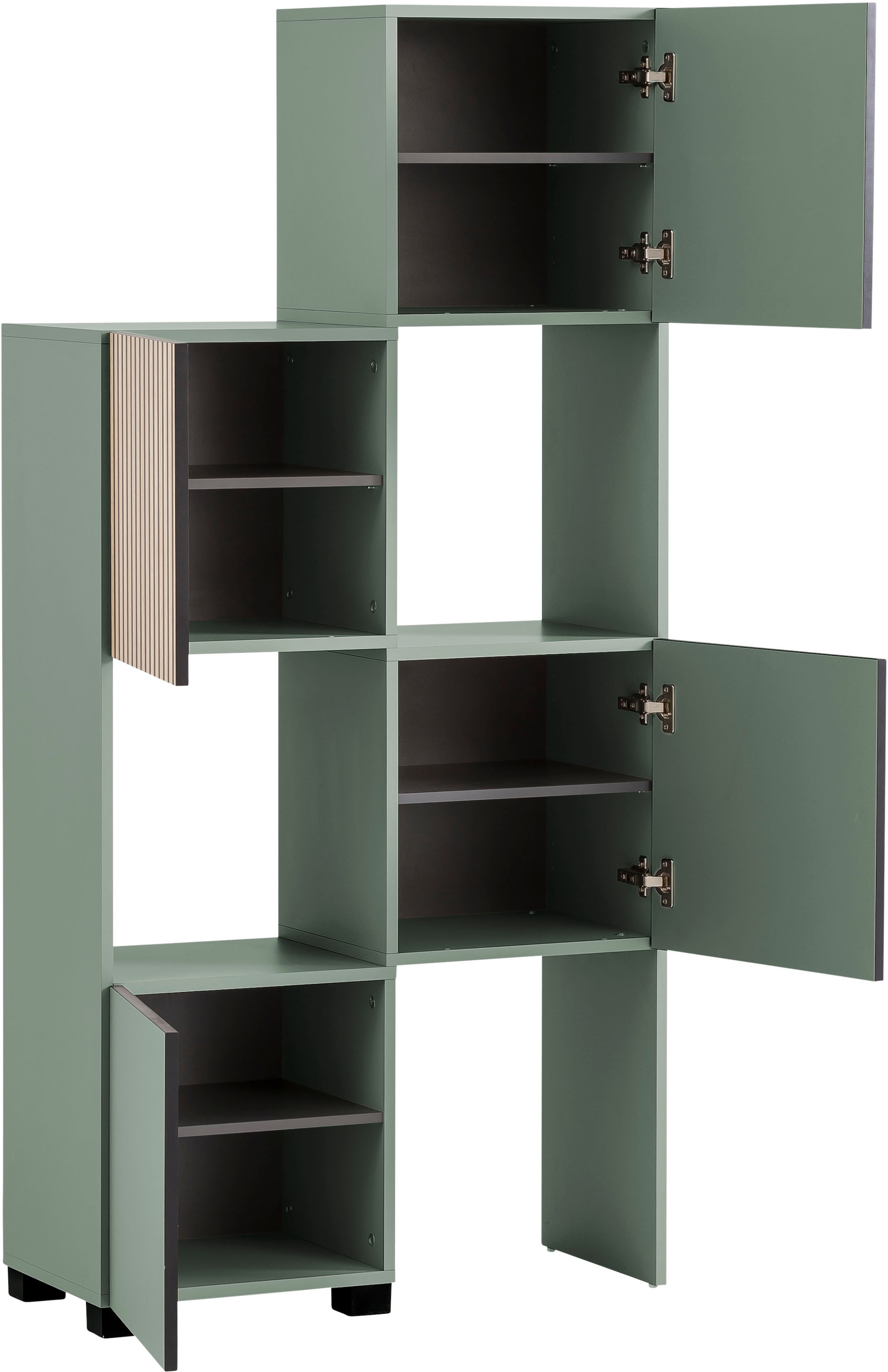 welltime Étagère coulissante »Alexa, Breite variabel von 40 bis 70 cm« Türfront mit Akustikprint, grifflose Öffnung