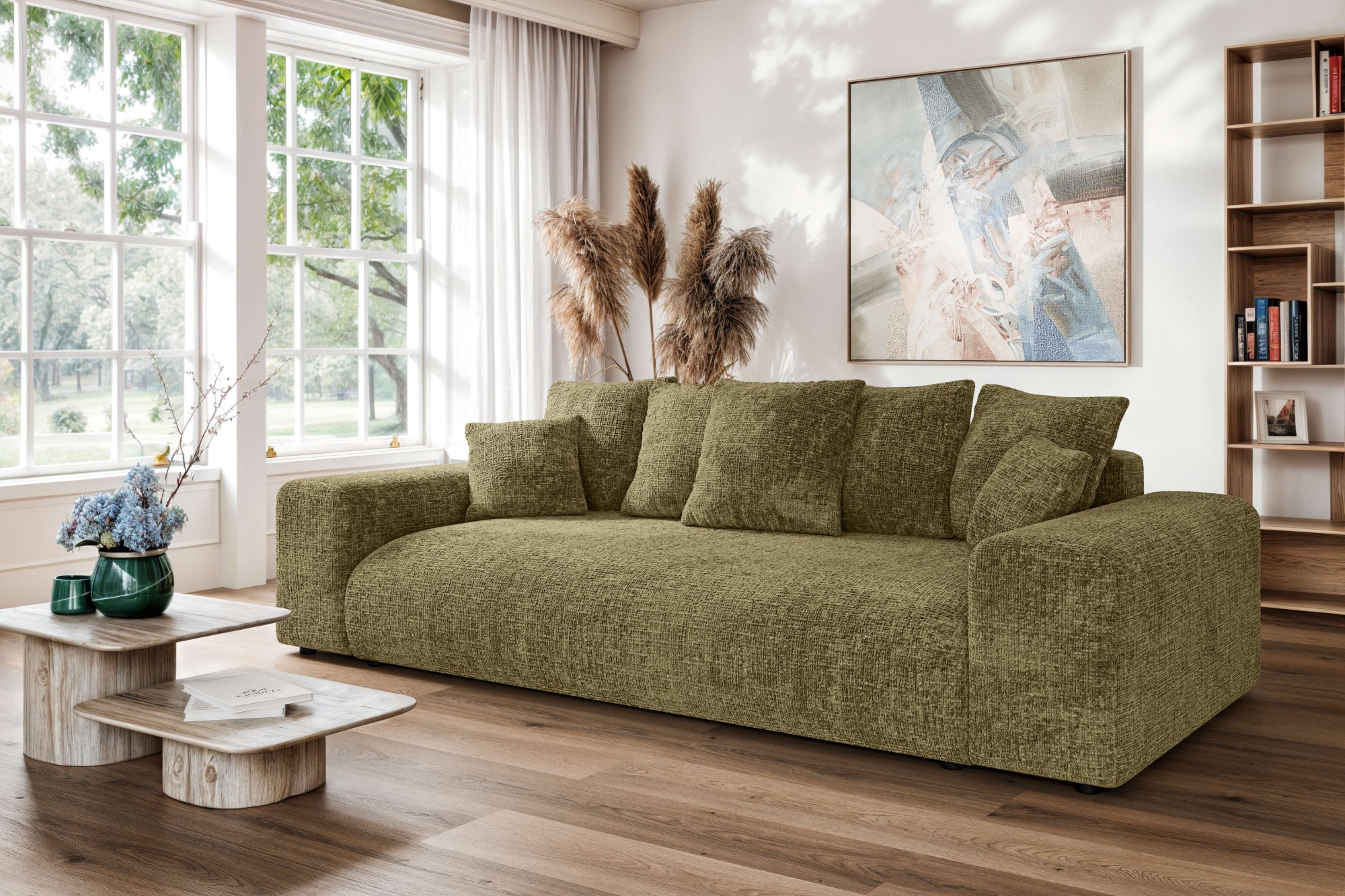 Home affaire Big-Sofa »LAKESIDE 3-Sitzer Schlafsofa mit Bettkasten, Breite 256,5 cm« Liegefläche 168,5x195 cm, hoher Sitzkomfort, Masse B/T/H: 256/122/82cm