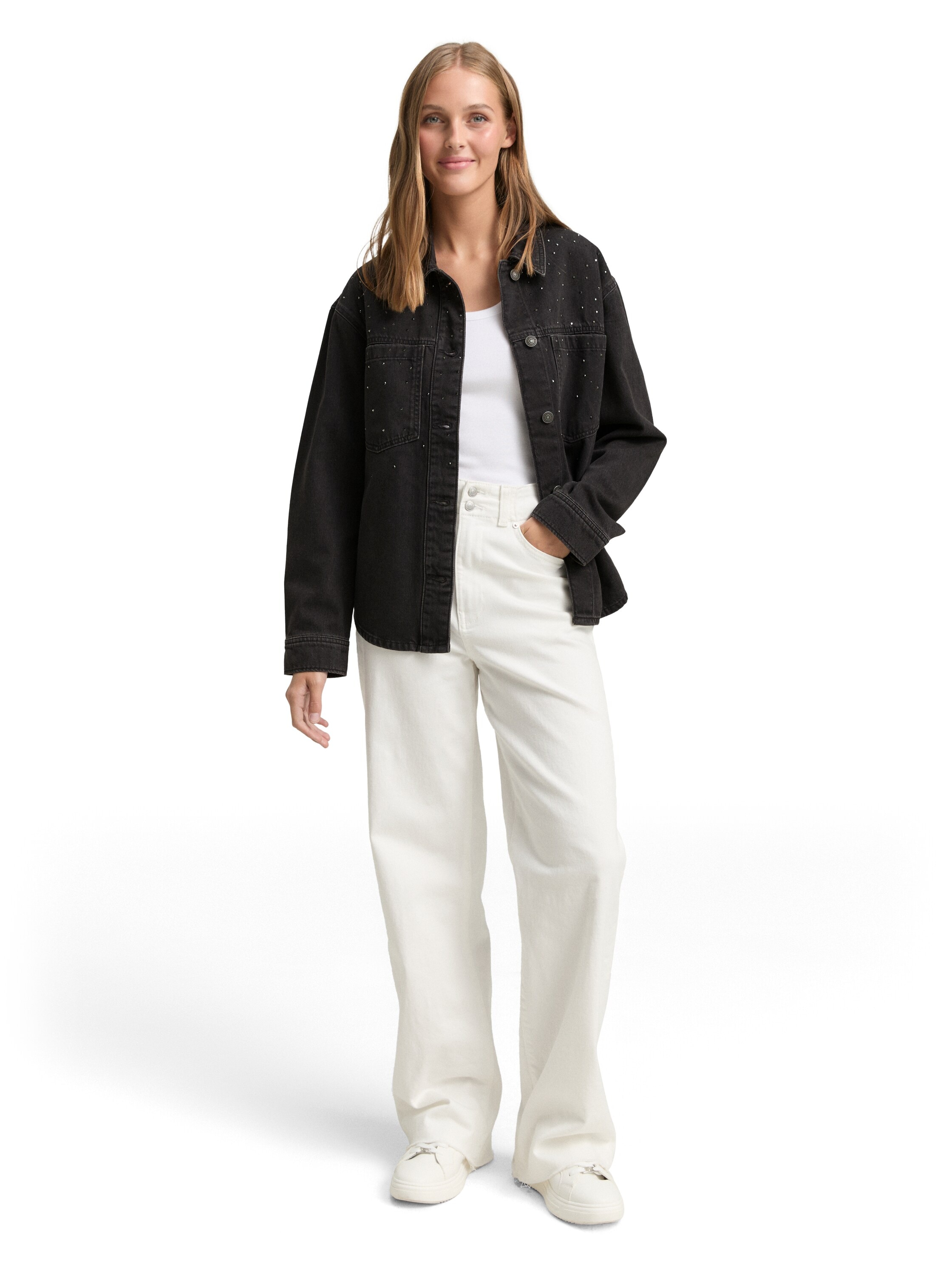 TOM TAILOR Denim Veste en jean mit Strasssteinen