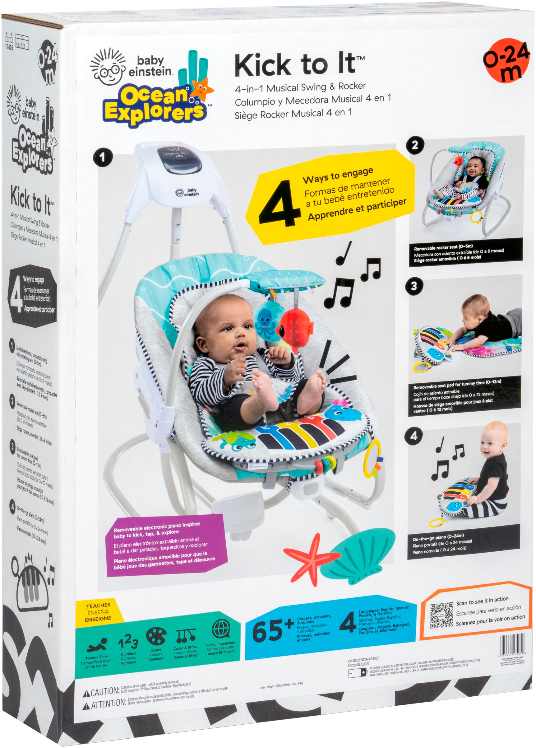 Baby Einstein Transat pour bébé »Kick to It 4-in-1 Musical Swing & Rocker« bis 9 kilos mit Sound-Effekt