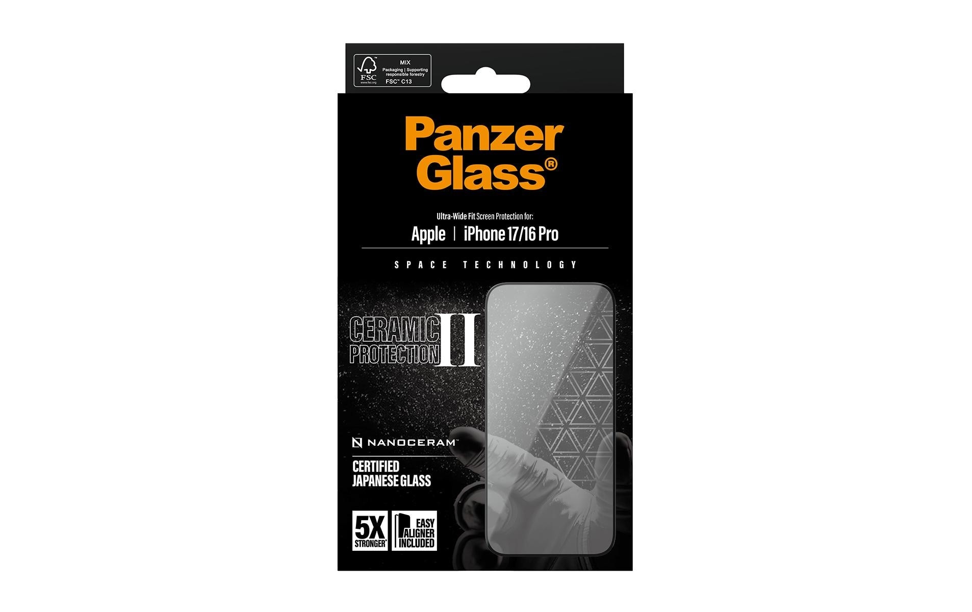 PanzerGlass Displayschutzfolie »Ceramic II Ultra-Wide Fit Screen Protector« für Apple iPhone 17;Apple iPhone 16 Pro Displayschutzfolie, Schutzfolie, Bildschirmschutz, kratz- & stossfest