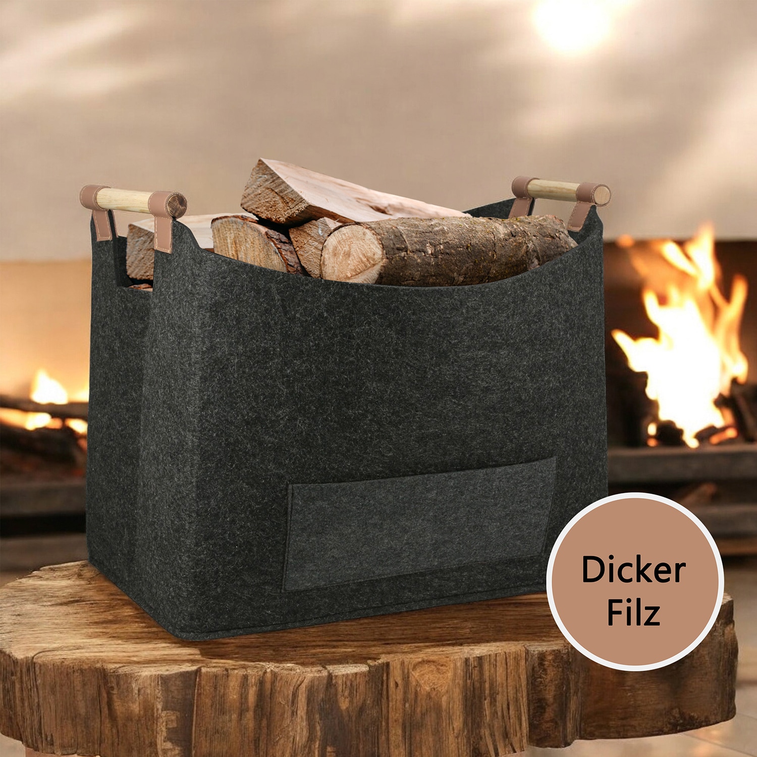 Casablanca by Gilde Panier à bois pour cheminée »Korb  Brennholz«