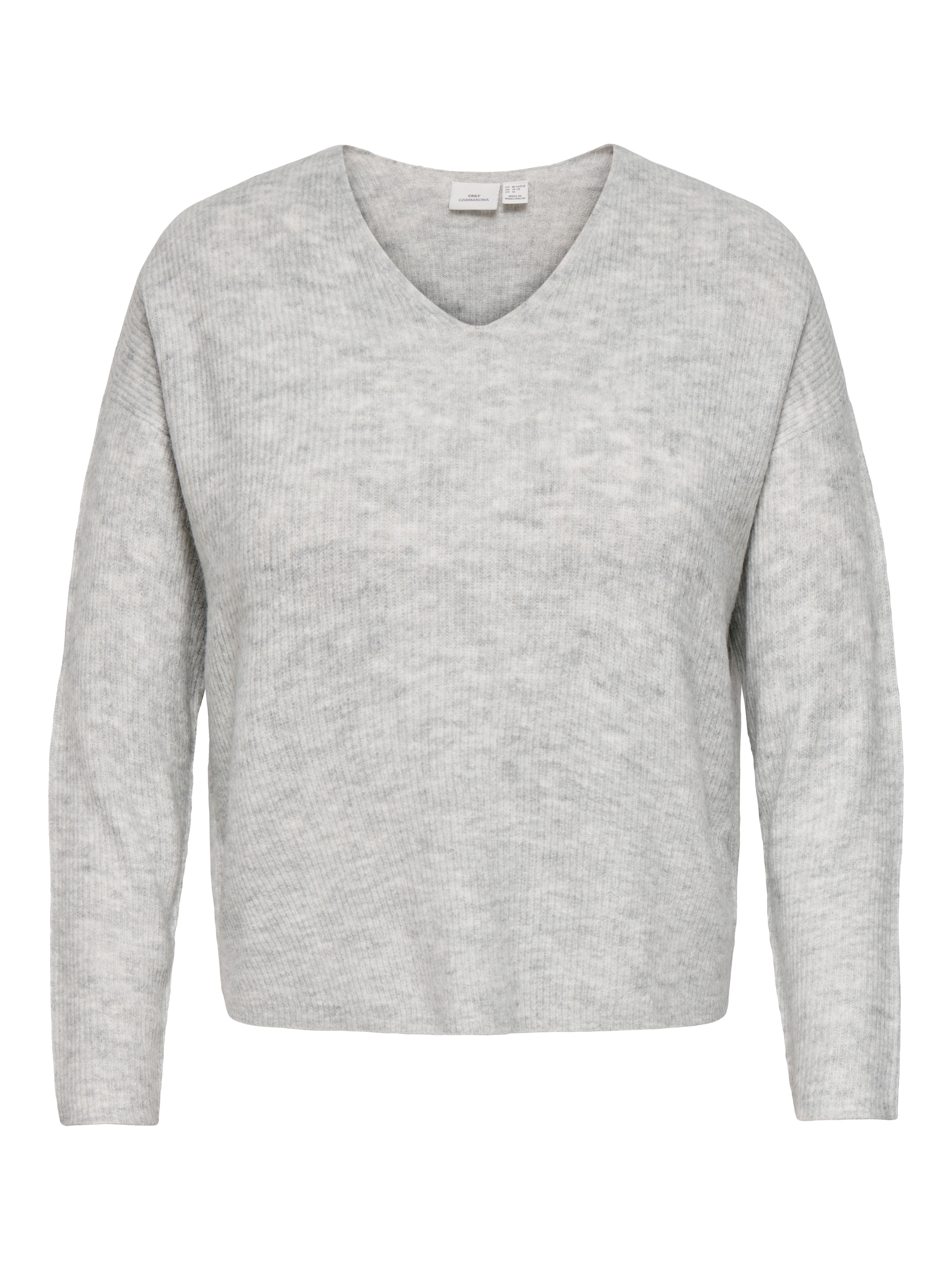 ONLY CARMAKOMA Pull en tricot »CARCAMILLA V-NECK L/S PULLOVER KNT NOOS« mélange de matériaux