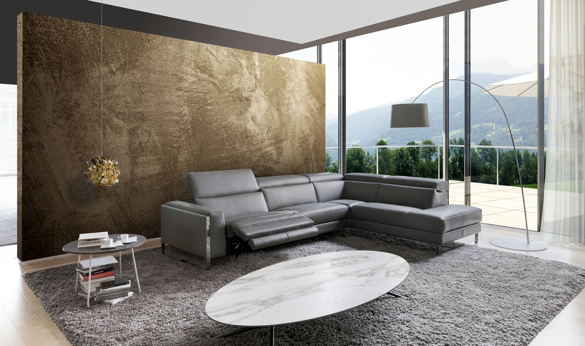 CALIA ITALIA Canapé d'angle »Pier, Design und erstklassiger Sitzkomfort im Einklang, L-Form« mit elektrischer Relaxfunktion, in hochwertigem Lederbezug