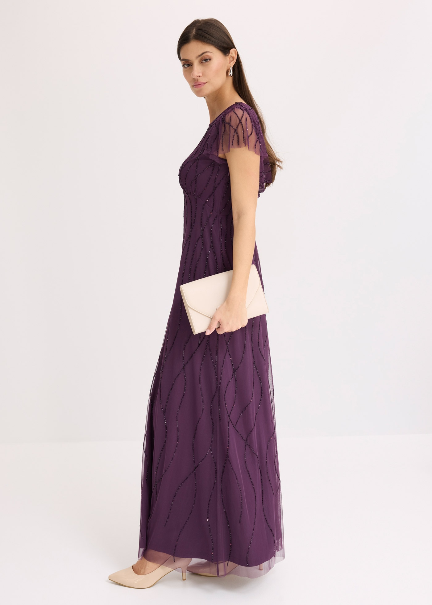 bonprix Maxi robe für Abiball, Festtage und Hochzeiten, aus Tüll, mit Perlenstickerei