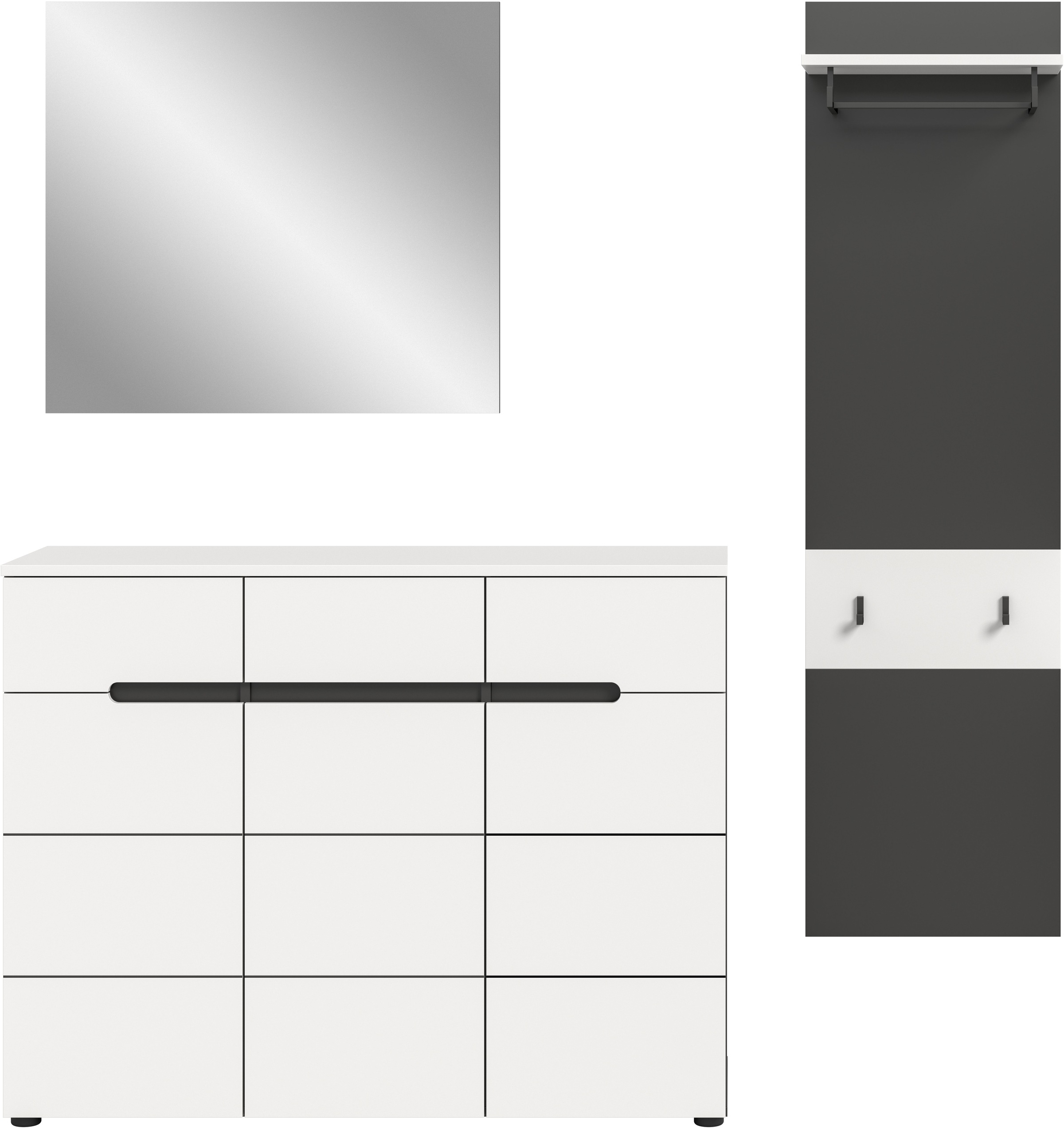 Home affaire Ensemble de vestiaires »REHAT, TOPSELLER!, 3-teilig, Breite 180 cm, individuell erweiterbar« Set, bestehend aus: Kommode, Spiegel und Garderobenpaneel, 3 cuis tlg.