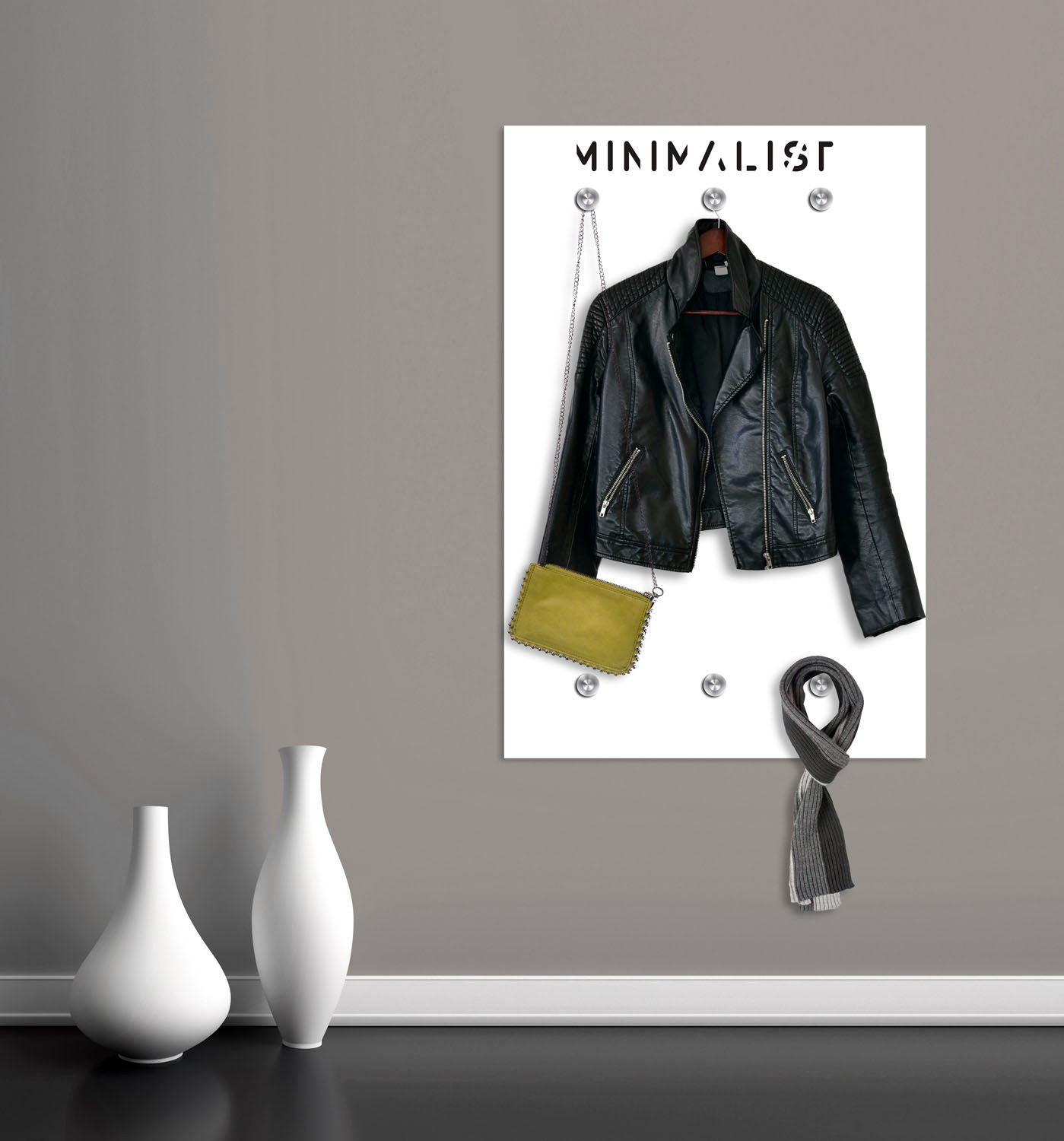 queence Garderobenleiste »MINIMALIST« mit 6 Haken, 80 x 120 cm