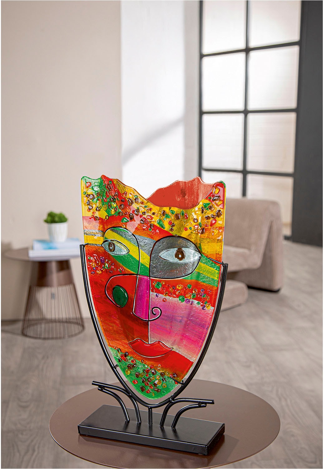 GILDE Vase décoratif »Bodenvase oval Samos pink H. 49 cm«