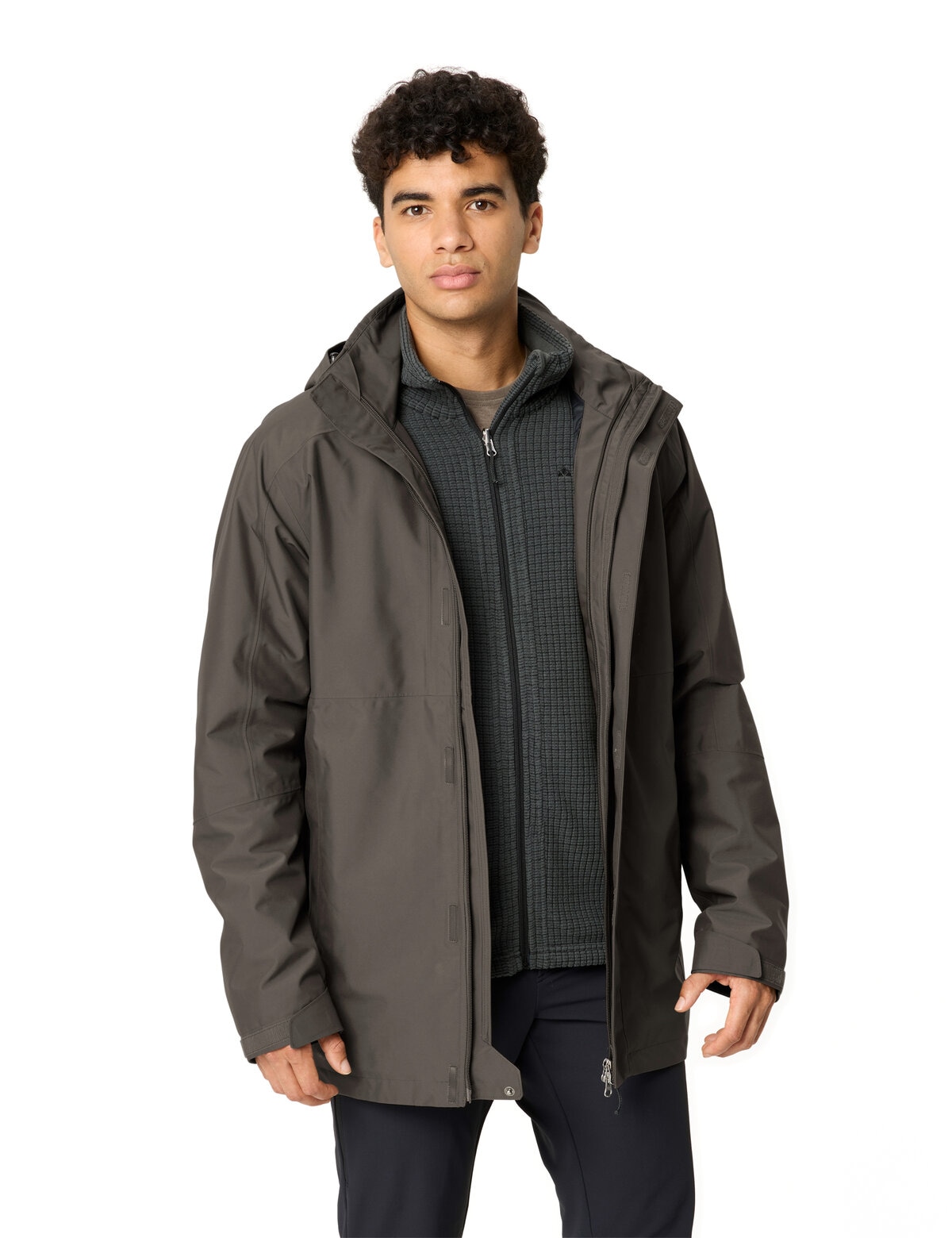VAUDE Parka fonctionnelle 3 en 1 »MEN'S IDRIS 3IN1 PARKA IV« 2 cuis tlg. avec capuche réglable, avec trois poches, veste intérieure en polaire