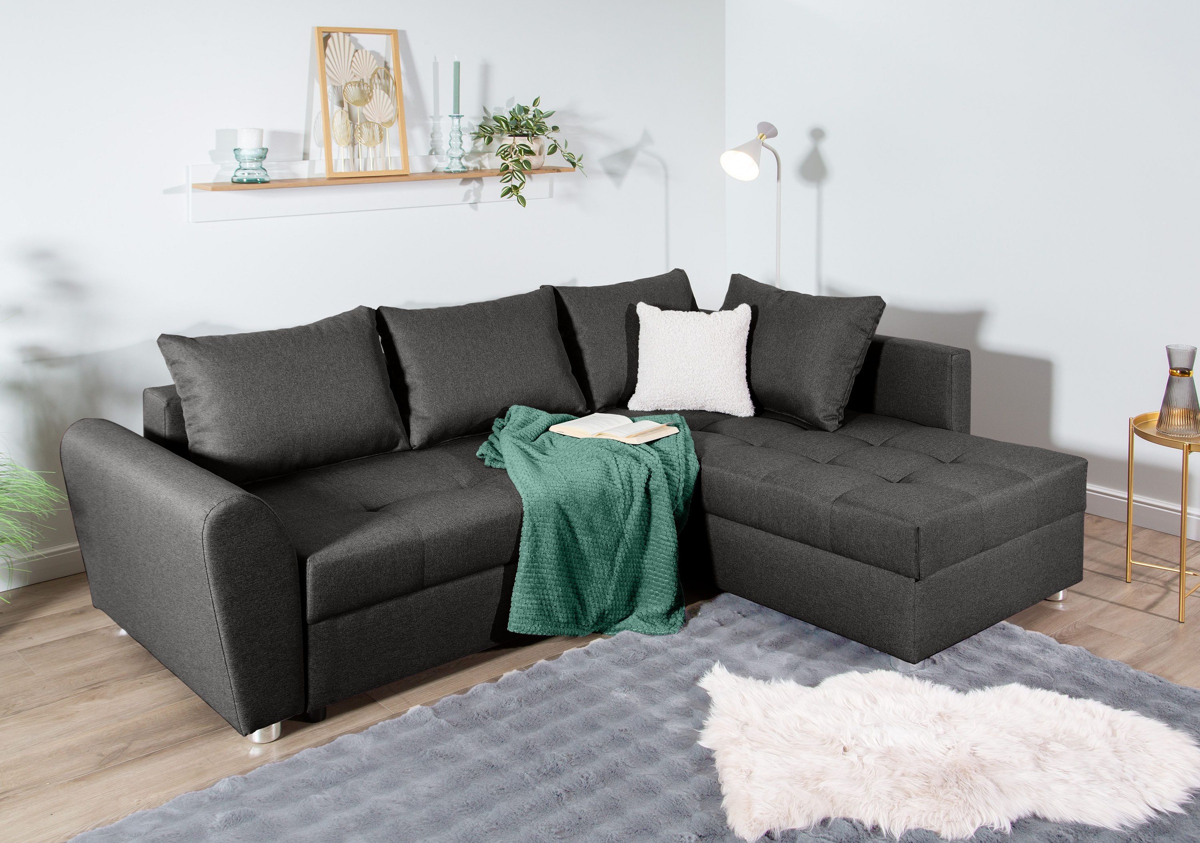 COLLECTION AB Ecksofa »Jana L-Form« inkl. Bettfunktion,Bettkasten und Bonnelfederkern