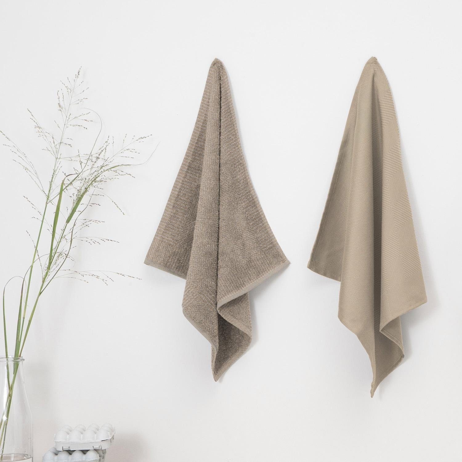 DDDDD Chiffon à vaisselle »Cisis« Combiset: 2 Küchentücher & 2 Geschirrtücher