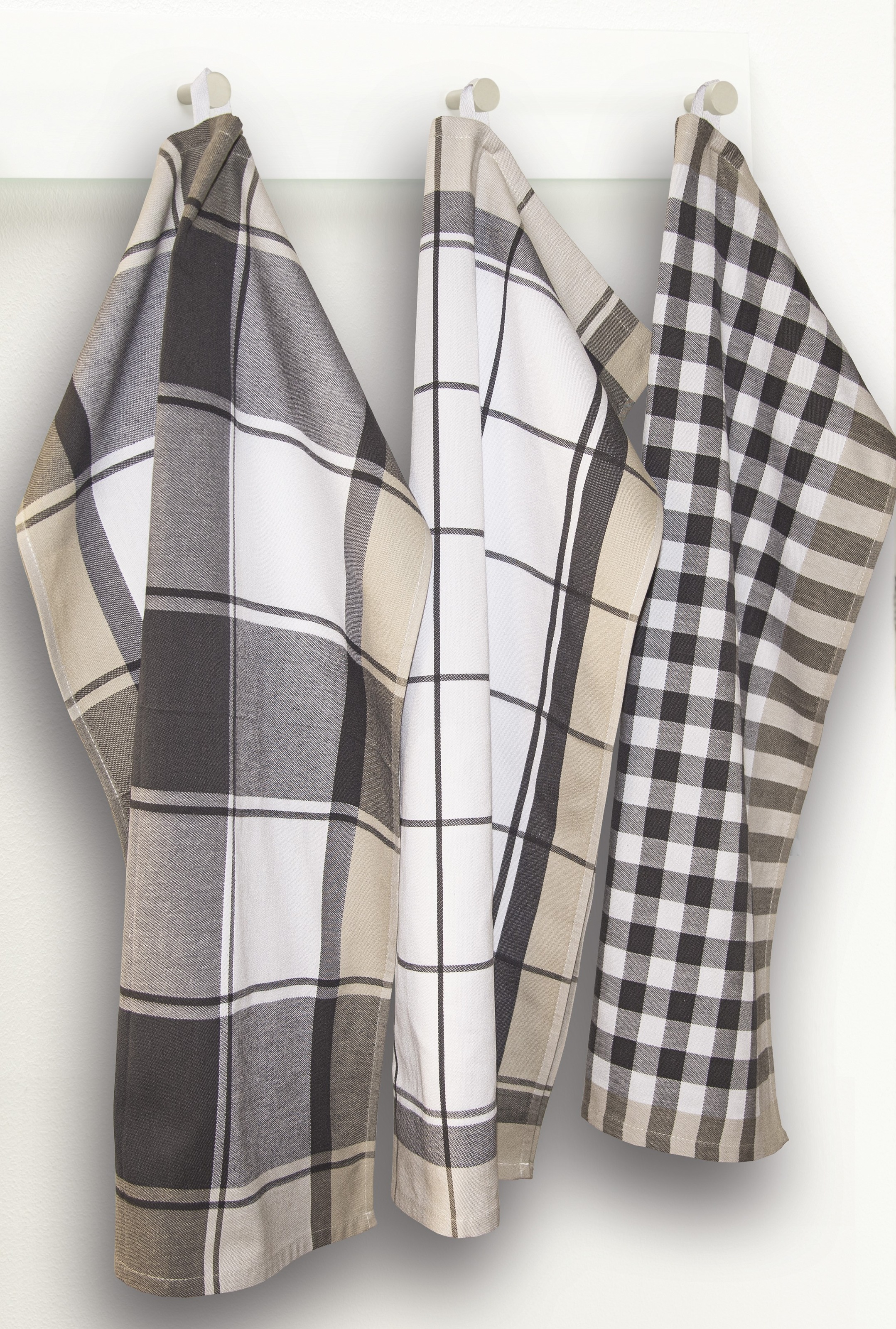 Dyckhoff Chiffon à vaisselle »KARO, Masse je Tuch ca. 50x70 cm, aus 100% Baumwolle« mit drei verschiedenen Motiven