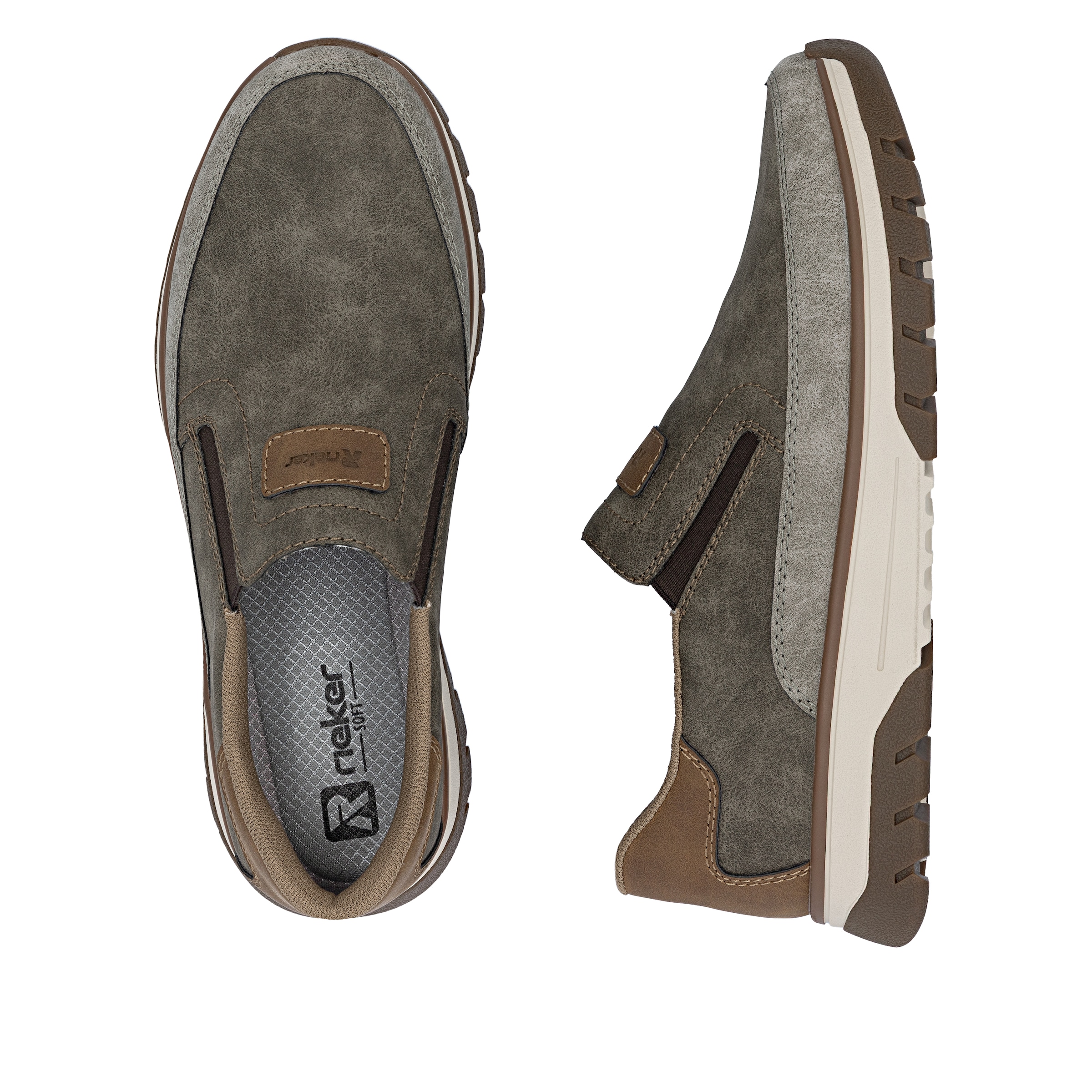 Rieker Slip-On Sneaker  Slipper, Halbschuh, Freizeitsneaker mit Kontrastbesatz
