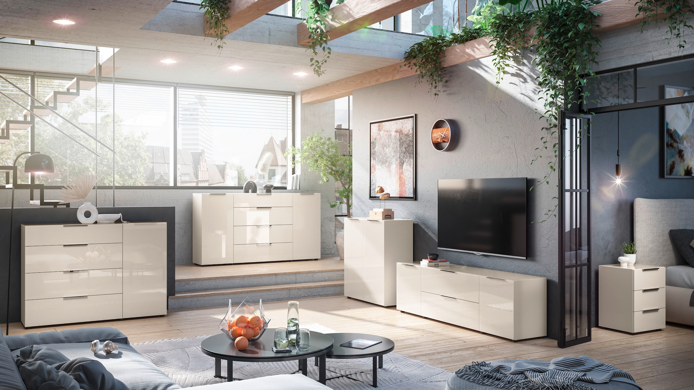 HBZ Kommode »Santorin, BxHxT 180x99x40 cm« 1 Stk. tlg. Breite 180cm, Softclose für Türen und Schubkästen, Melaminbeschichtung