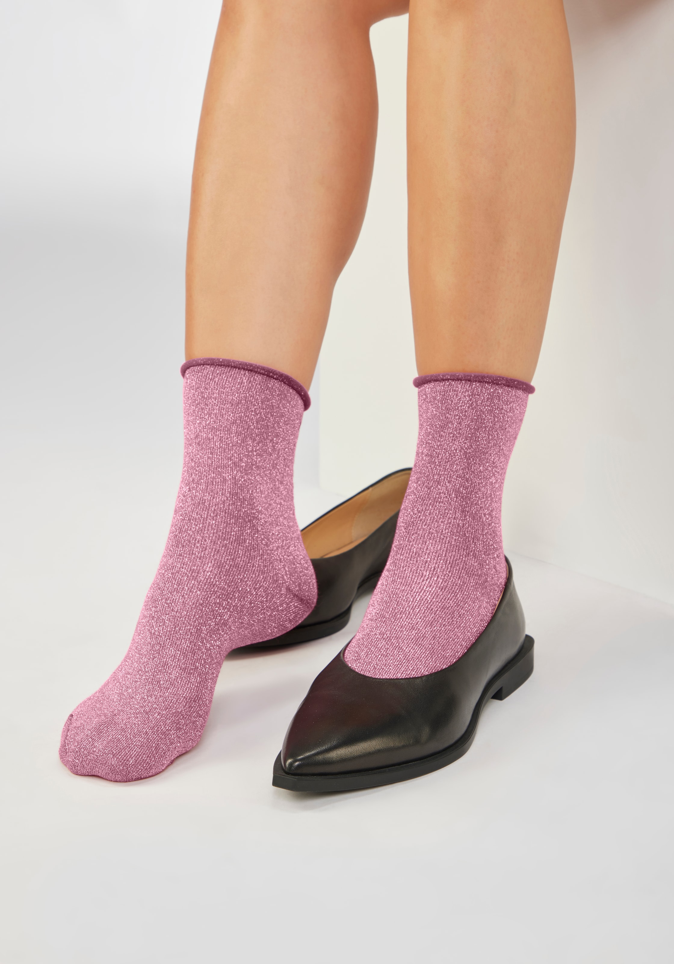 Copenhagen Studios Socken Packung, 2 Paar tlg. mit glitzernden Metallfäden