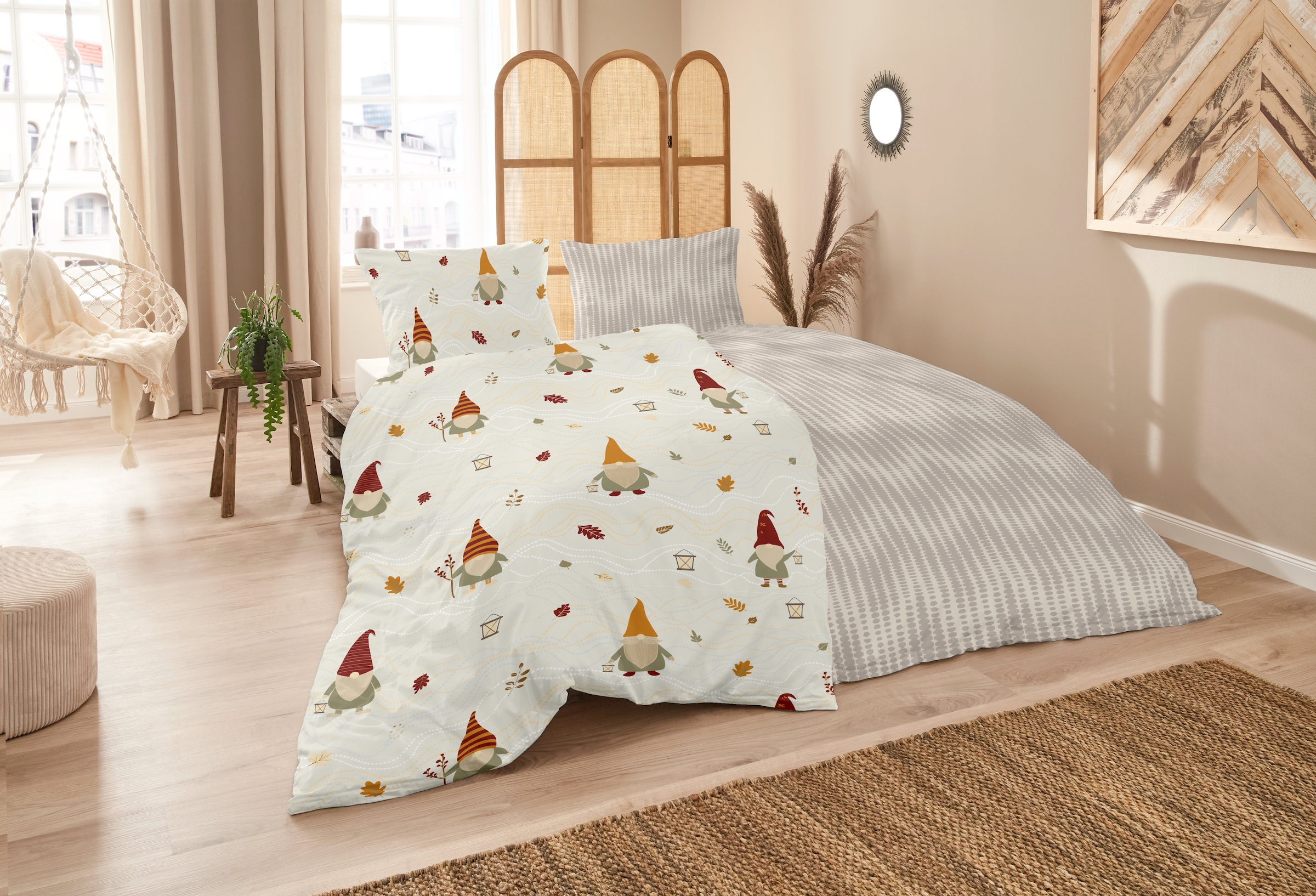 Primera Linge de lit »Feinbiber-Bettwäsche Wichtel« 2 cuis avec motif lutins