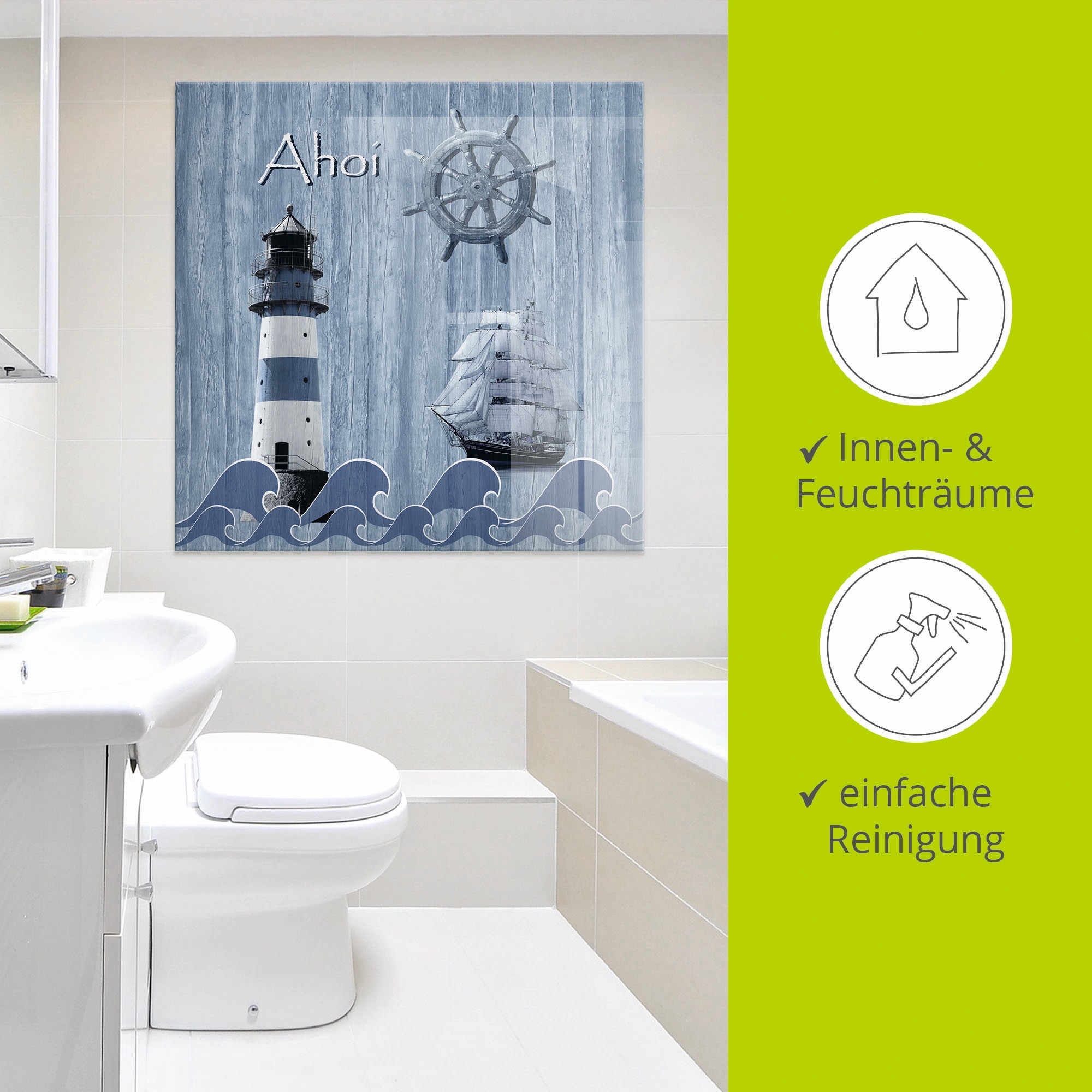 Artland Glasbild »Ahoi im maritimen Blau« Küste 1 Stk. tlg. in verschiedenen Grössen