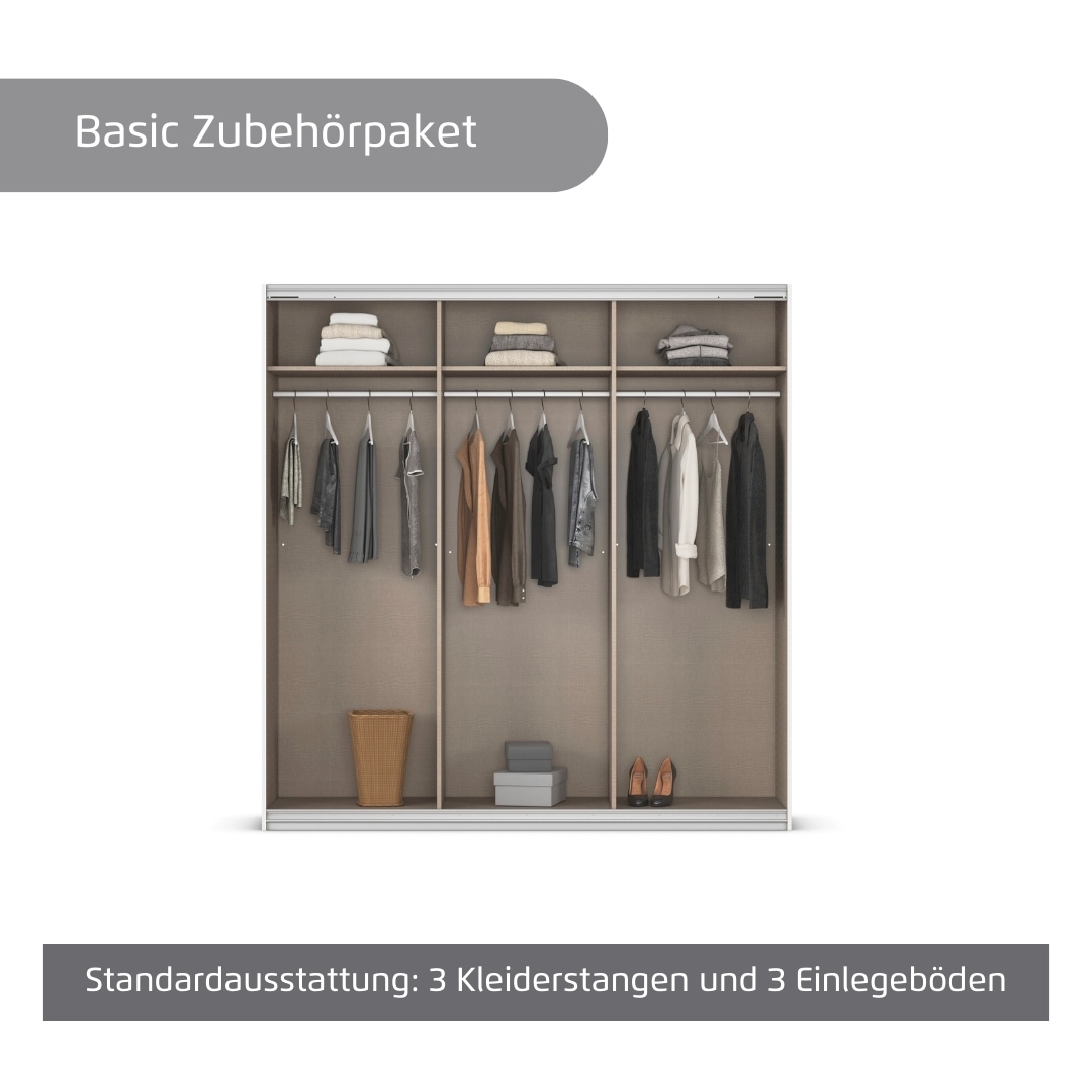 GOODproduct Armoires à vêtements »Mehrzweckschrank Aktenschrank Möbel Mietswohnung Schlafzimmer AVOLA« 3 finitions différentes BASIC/CLASSIC/PREMIUM (incl. soft-close),  avec élégantes moulures en chrome, noir ou blanc FABRIQUÉ EN ALLEMAGNE