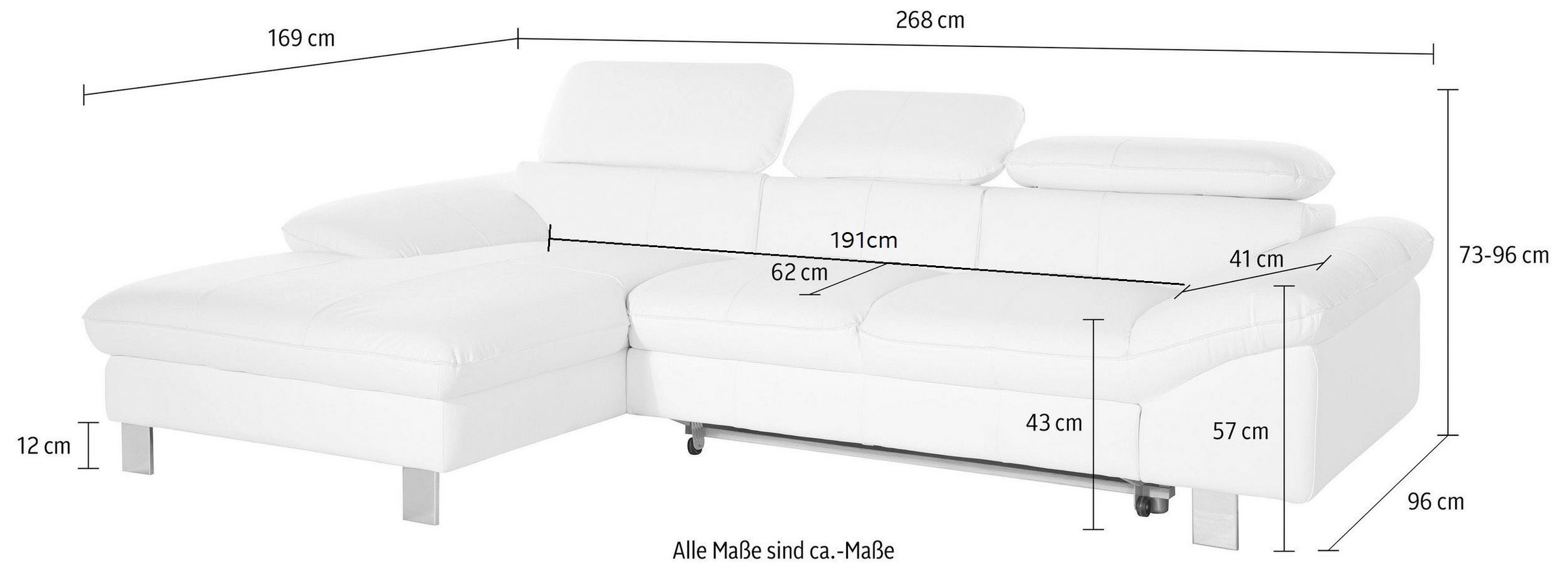 COTTA Canapé d'angle »Driver L-Form« mit Kopfteilverstellung, wahlweise mit Bettfunktion & Bettkasten