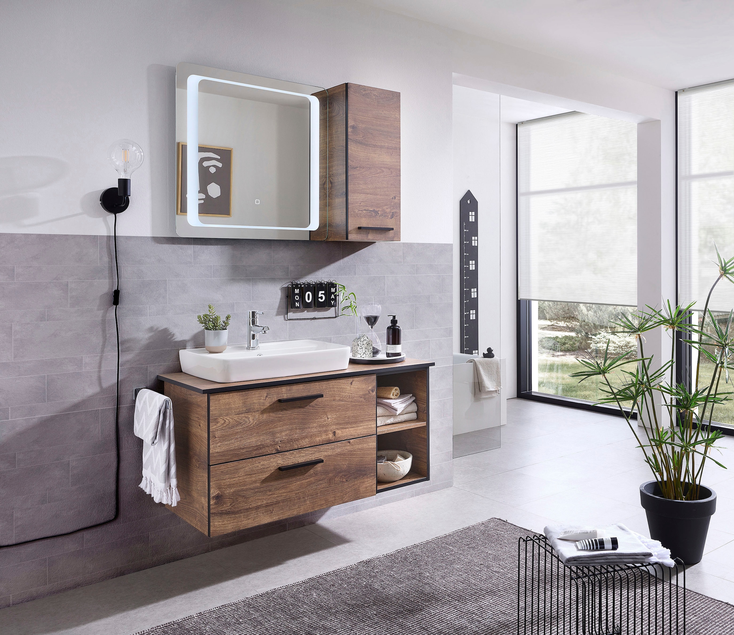 Saphir Unterschrank »Quickset 374 Badschrank mit 2 offenen Fächern, Unterschrankregal« Badezimmer-Regal, Eiche Ribbeck quer Nachbildung, 30 cm breit