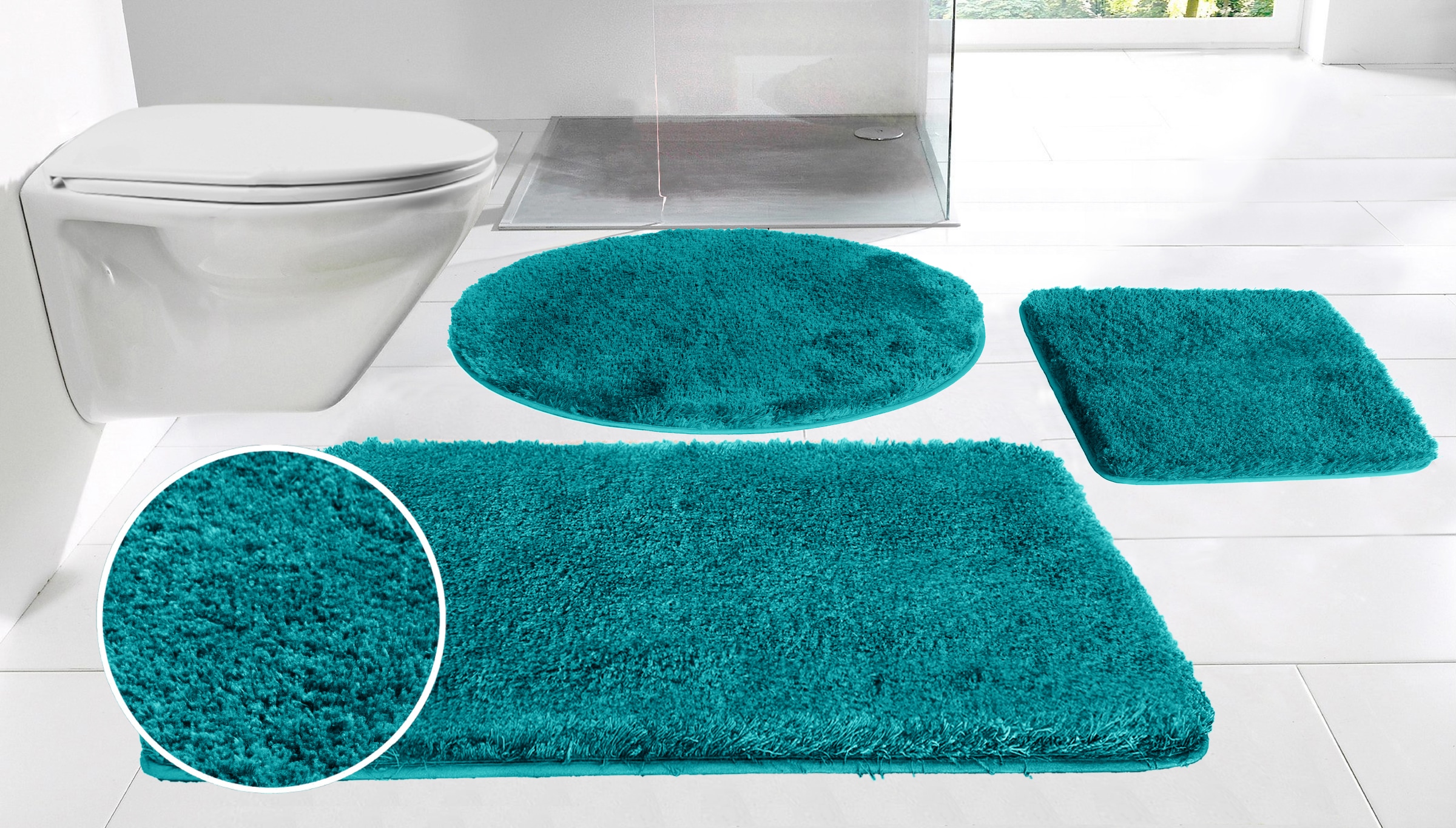 Möve Badematte »Superwuschel, Badvorleger, Badezimmer Teppich« Höhe 40 mm rutschhemmend beschichtet fussbodenheizungsgeeignet | schnell trocknend | strapazierfähig Mikrofaser-Badematte, Badteppich, rechteckig, rund & als 3-tlg. Set