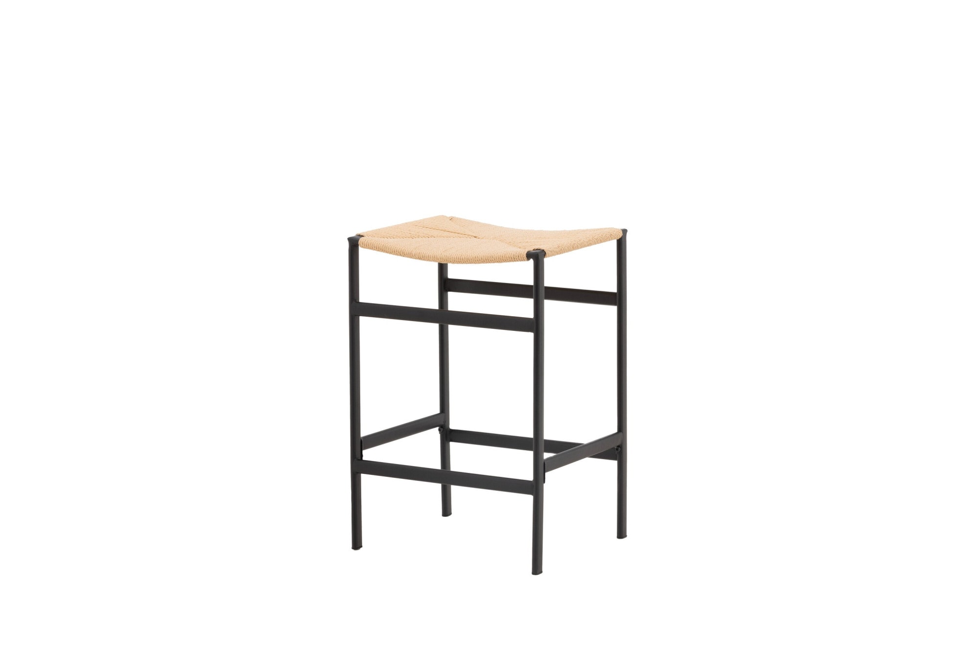Venture Home Tabouret de bar »Polly, 2er-Set Barhocker mit Seil-Sitz, Stahlbeine, 120 kg« Ensemble, 2 cuis tlg. tabouret de bar, tresser, bois de caoutchouc, cadre en acier, bohème