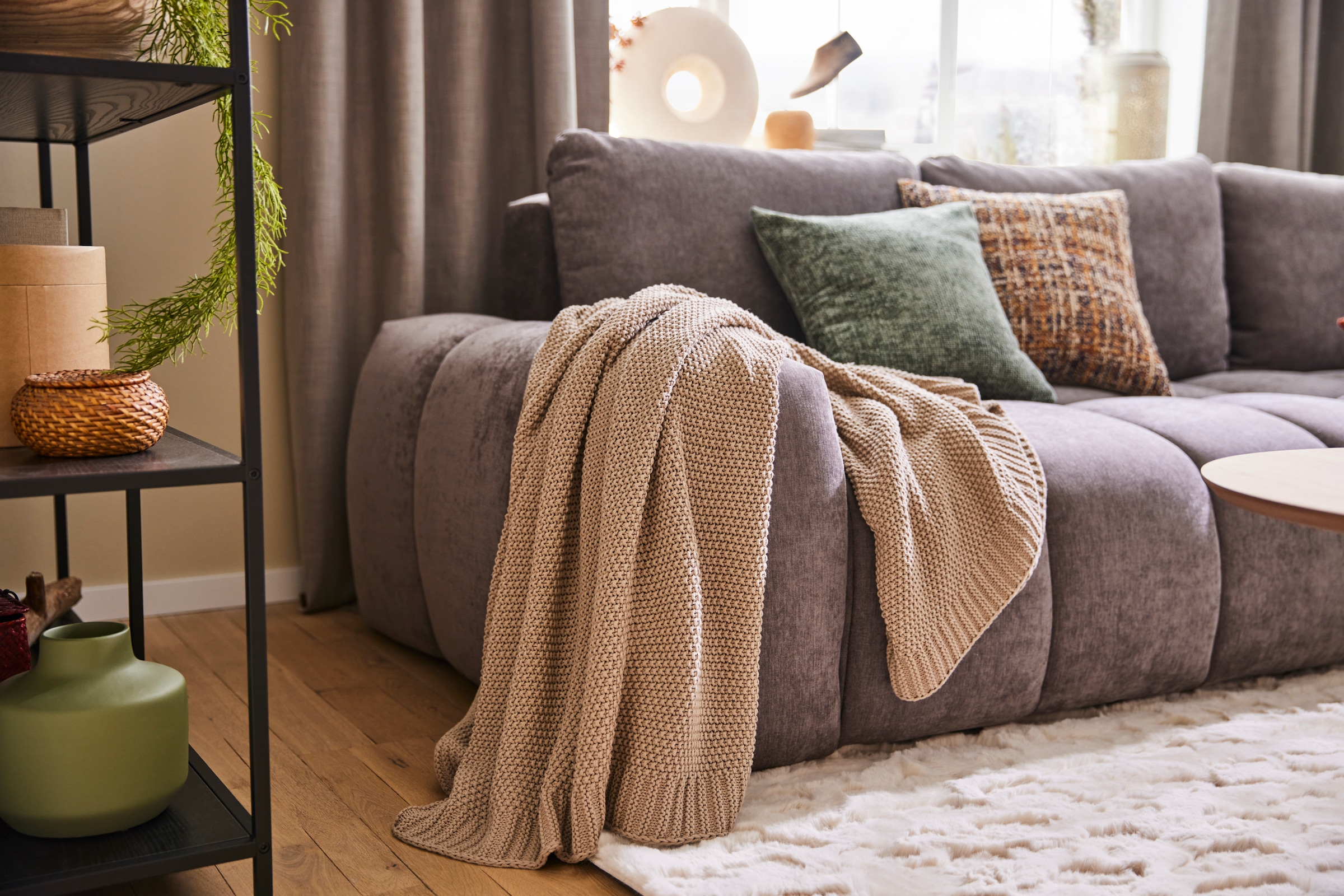 GOODproduct Wohndecke »Phelon« 100% Baumwolle, Trendiges Strickmuster, 130 × 170 cm,400 g/m²