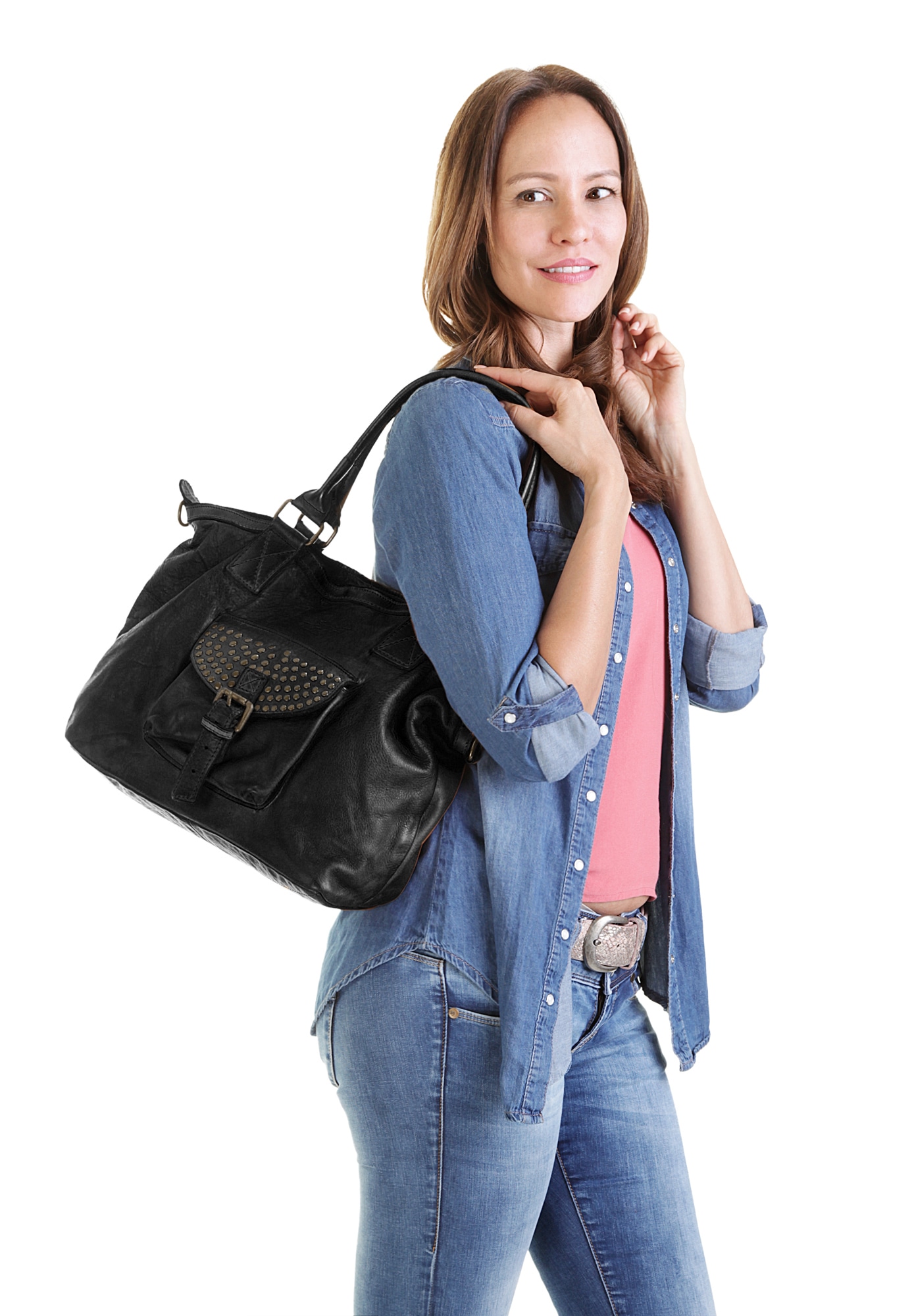 Samantha Look Shopper echt Leder, Made in Italy