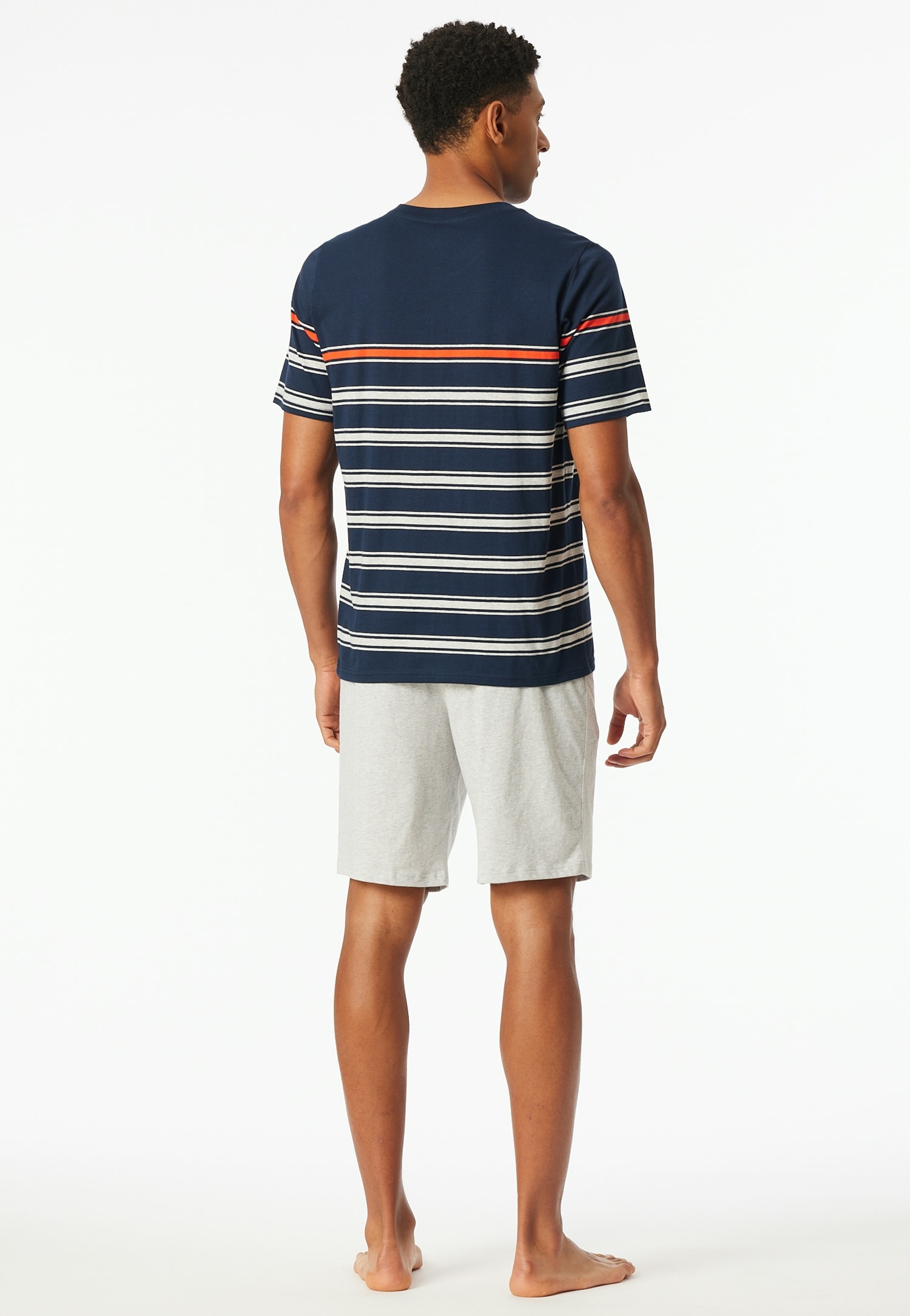 Schiesser Shorty »Casual Nightwear« 2 pièces Shirt mit V-Ausschnitt und platzierten Ringeln