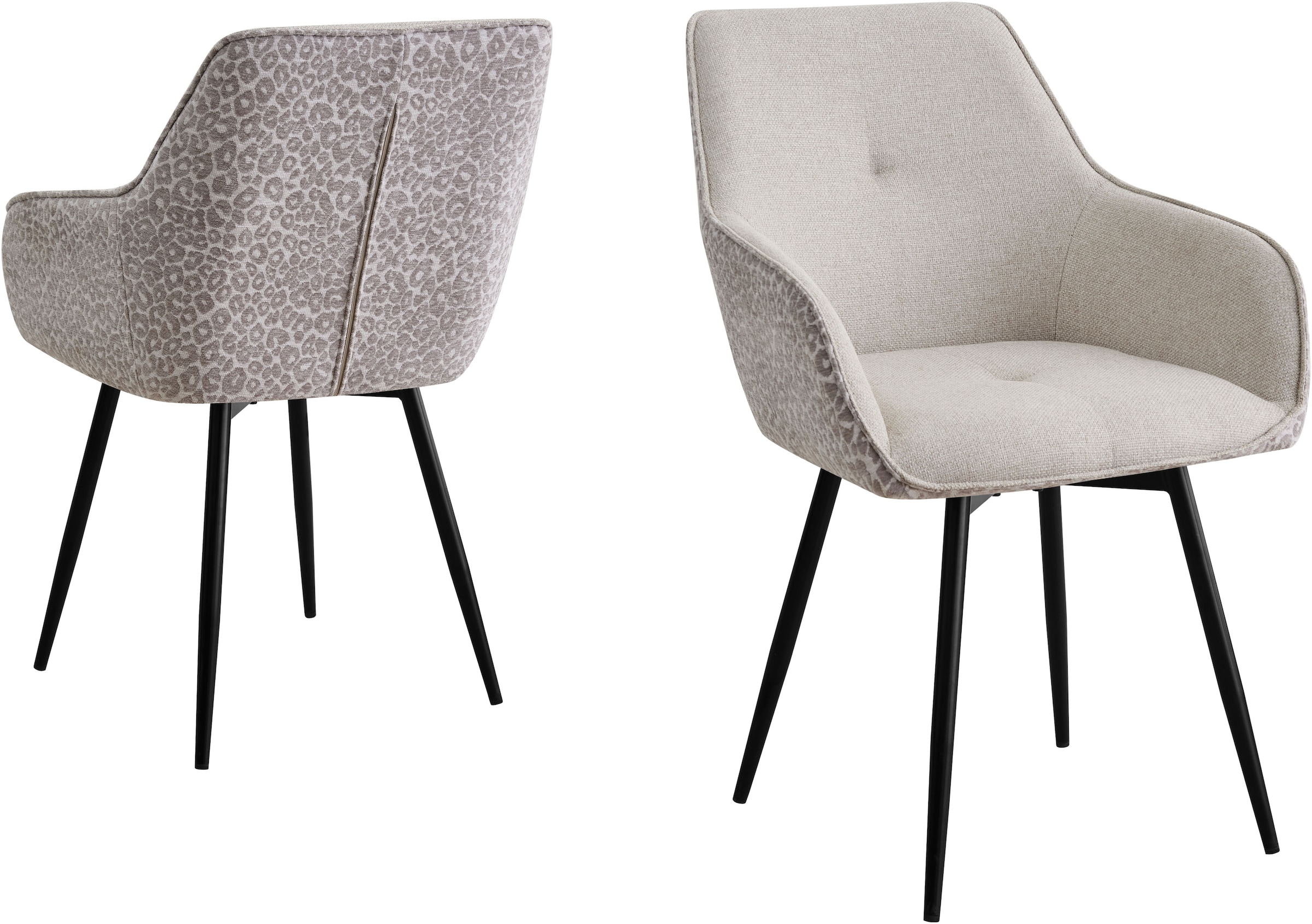 GOODproduct Esszimmerstuhl »Lincoln« (Set) 2 Stk.moderner Stuhl mit Leopardenlook, Webstoff und 360°-Drehfunktion
