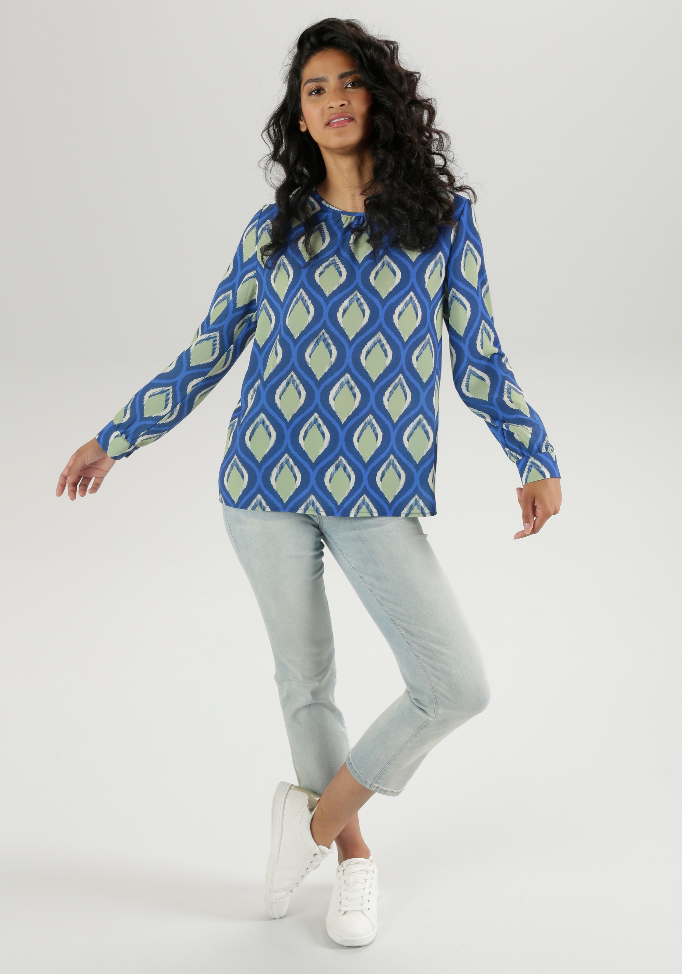 Aniston SELECTED Blouse à enfiler mit Schlitz und Bindeband im Rücken